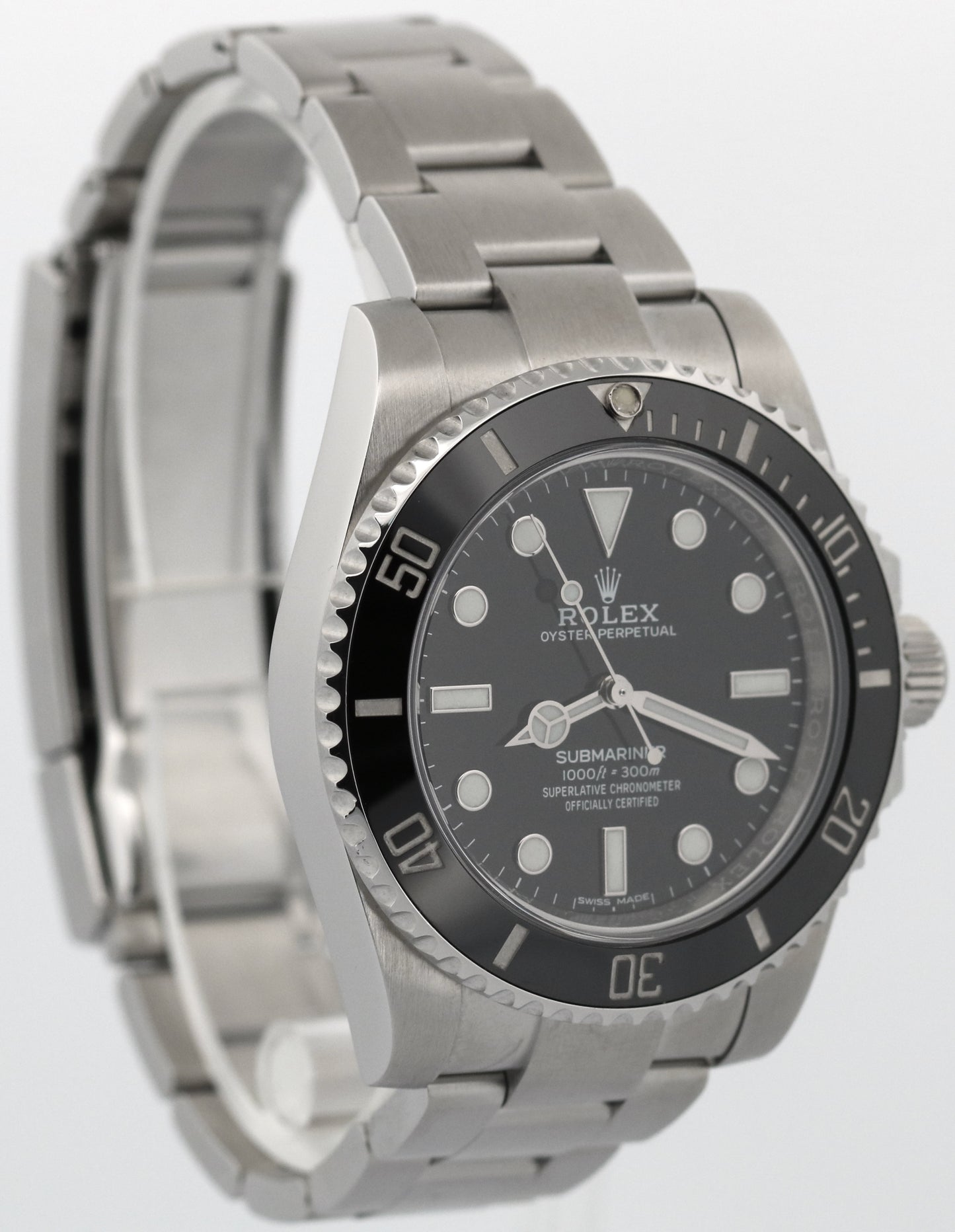 PAPERS Rolex Submariner No-Date Steel 40mm BLACK Ceramic Steel Watch 114060 BOX