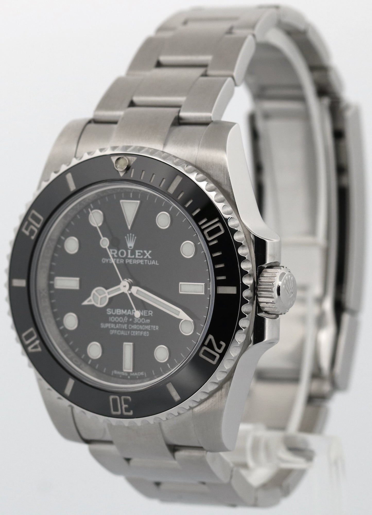 PAPERS Rolex Submariner No-Date Steel 40mm BLACK Ceramic Steel Watch 114060 BOX
