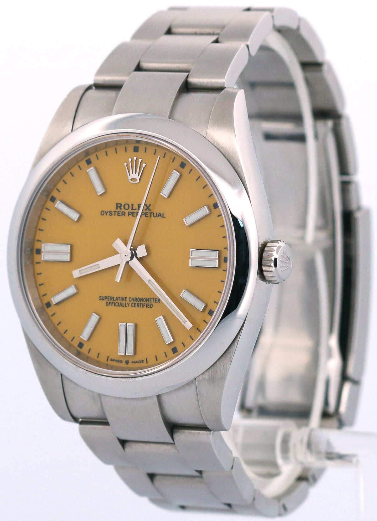 2021 Rolex Oyster Perpetual 124300 Yellow Stainless Steel 41mm Watch Box Papers