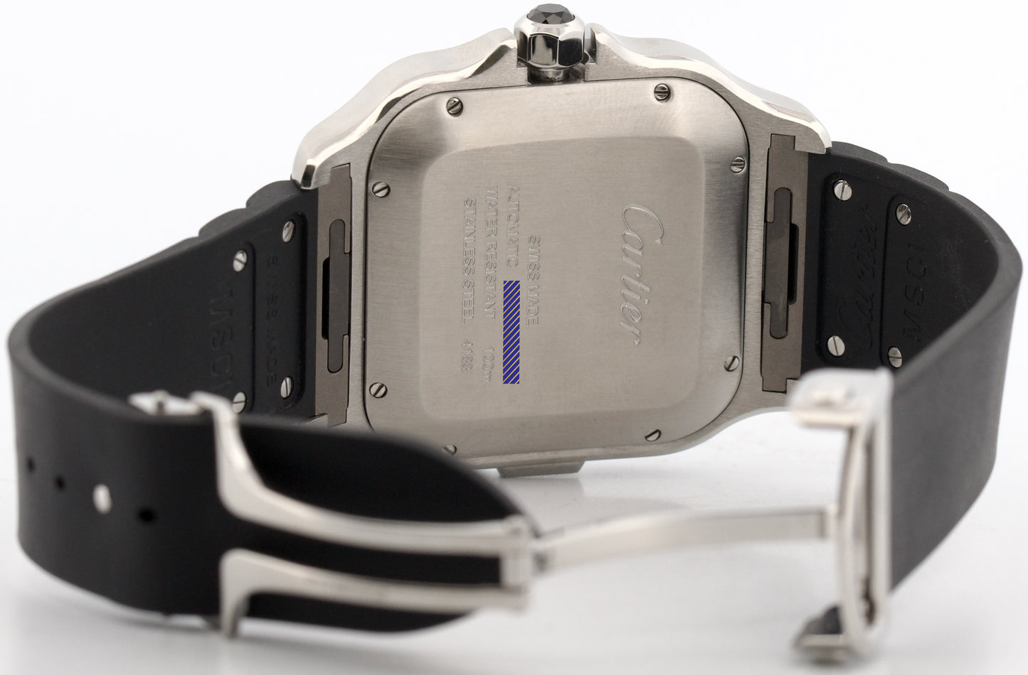 Cartier Santos Chronograph Steel ADLC Silver Rubber 43mm WSSA0017 4183 Watch