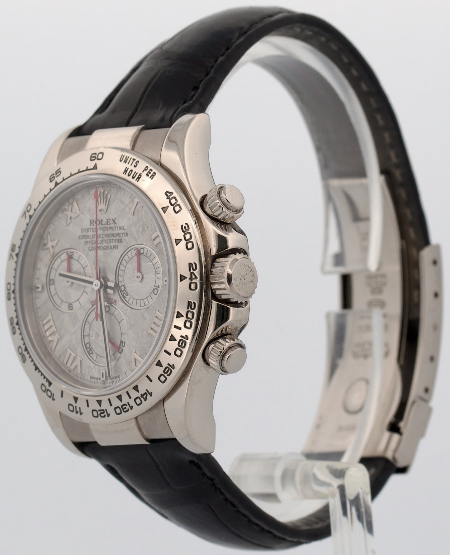Rolex Daytona Cosmograph METEORITE 18K White Gold Leather 40mm Watch 116519
