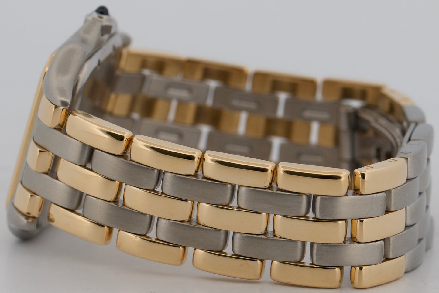 Ladies Cartier Panthere Midsize IVORY 18K Gold Steel THREE ROW 27mm Quartz 8394