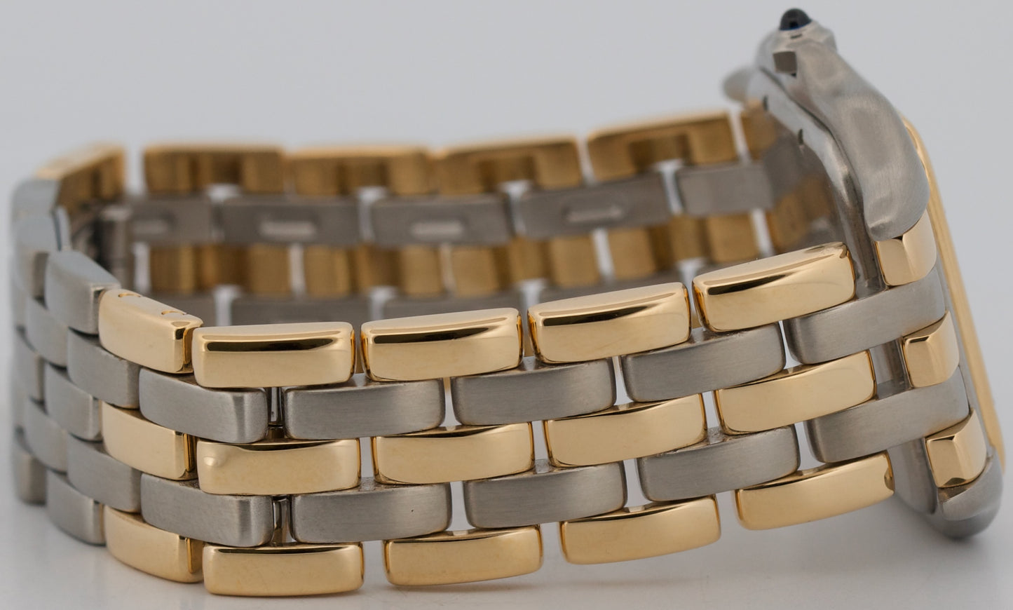 Ladies Cartier Panthere Midsize IVORY 18K Gold Steel THREE ROW 27mm Quartz 8394