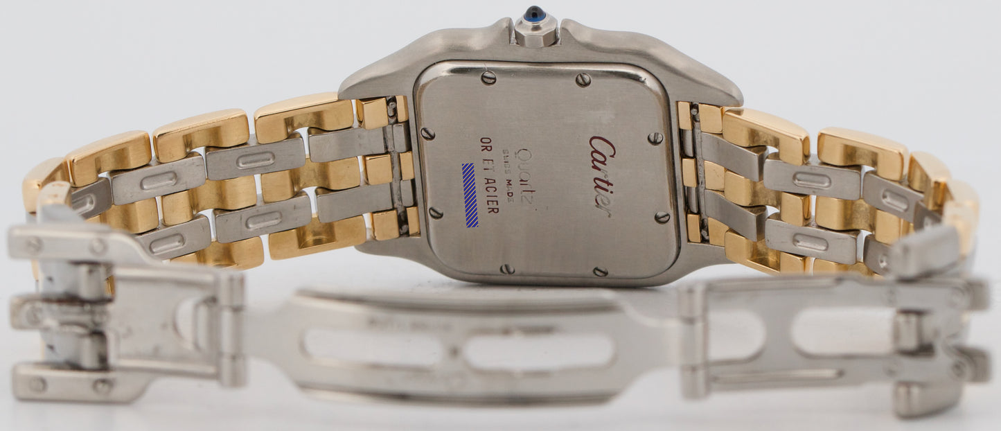 Ladies Cartier Panthere Midsize IVORY 18K Gold Steel THREE ROW 27mm Quartz 8394