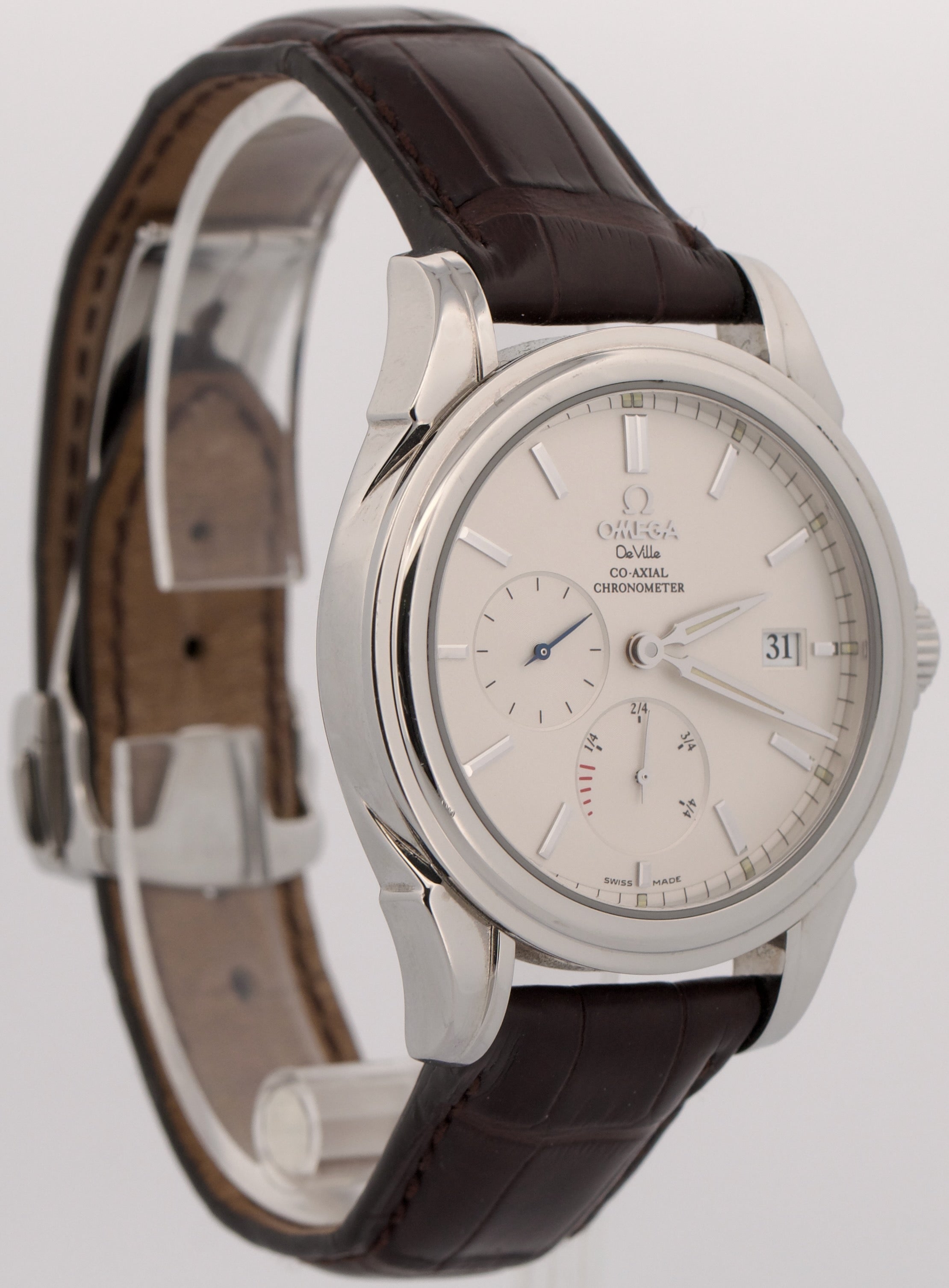 Omega Seamaster De Ville Co-Axial WHITE Stainless Steel Leather