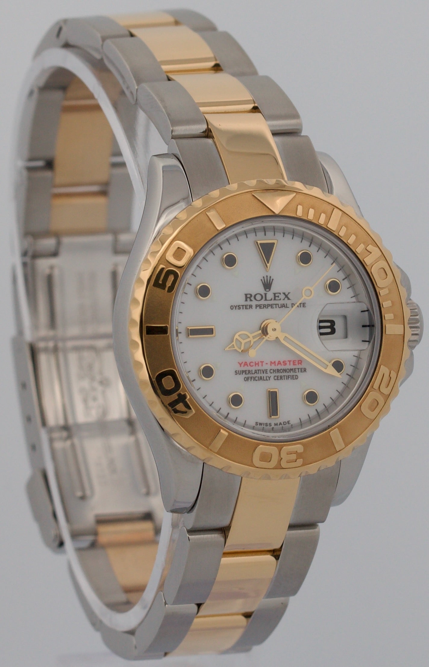 2023 RSC Ladies Rolex Yacht-Master WHITE 18K Yellow Gold Steel 29mm 169623 Watch