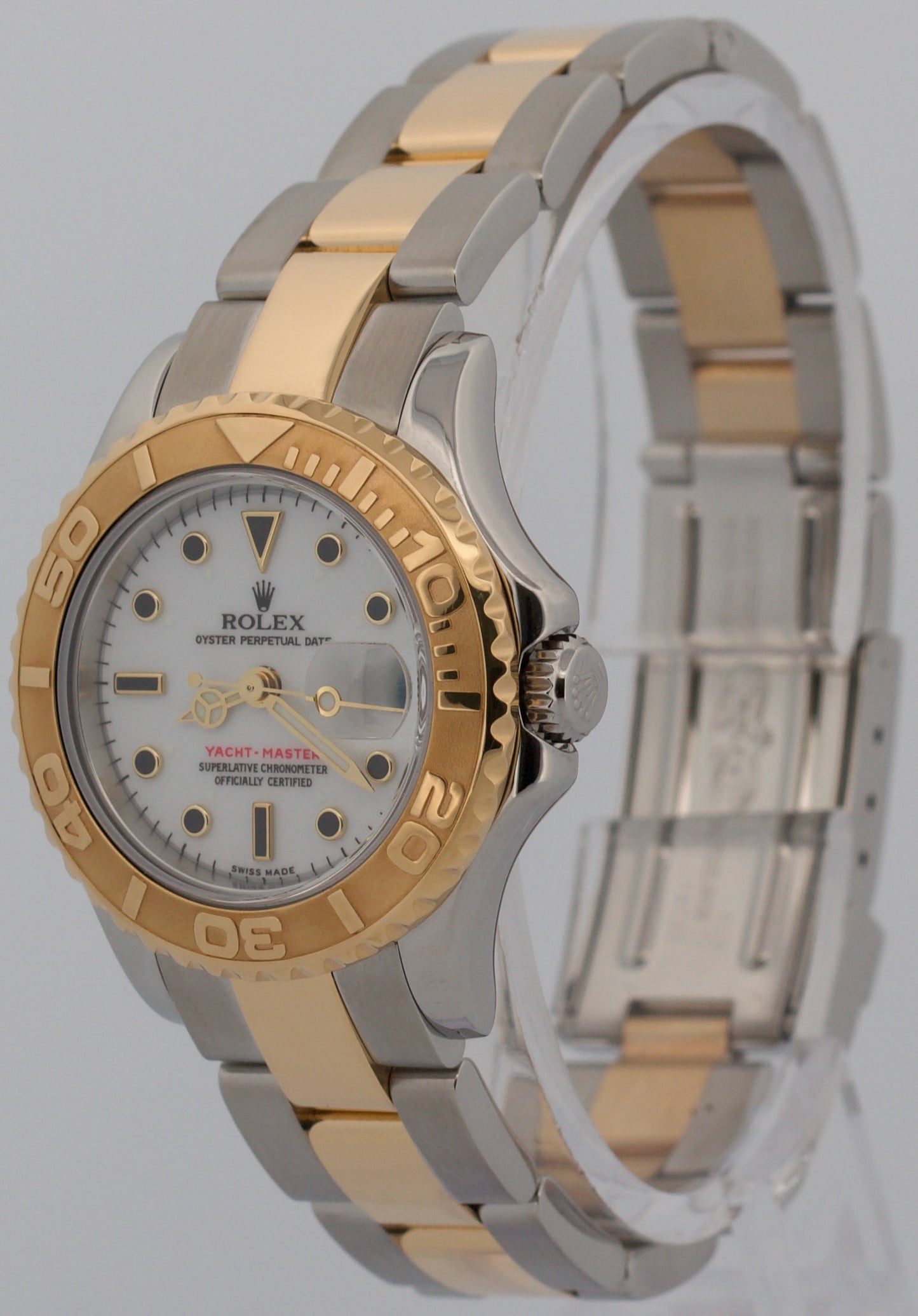 2023 RSC Ladies Rolex Yacht-Master WHITE 18K Yellow Gold Steel 29mm 169623 Watch