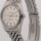 Rolex DateJust SILVER LINEN 36mm Stainless Steel 18K White Gold JUBILEE 16234