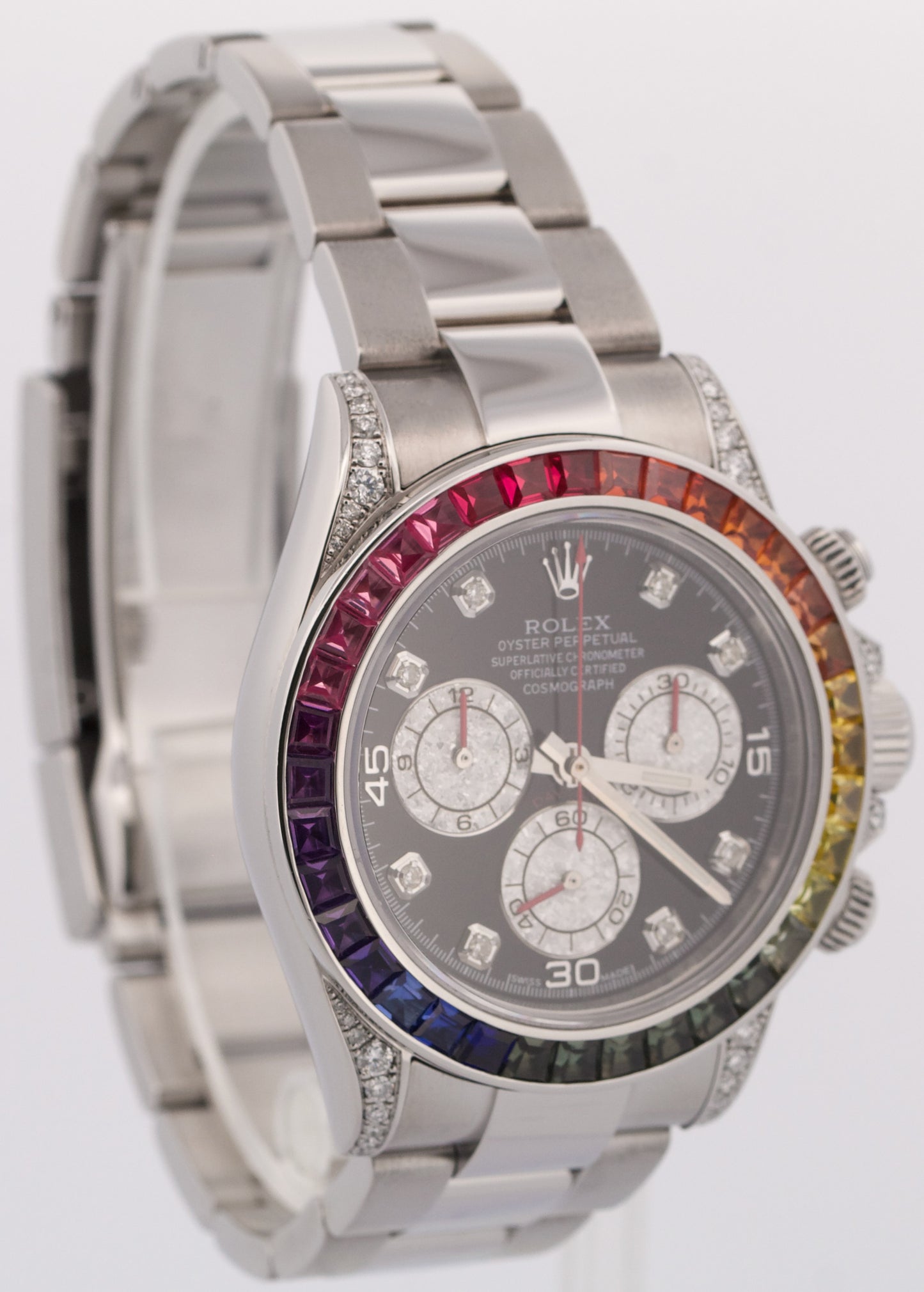 Rolex Daytona Cosmograph BLACK DIAMOND Stainless Steel RAINBOW 40mm Watch 116520