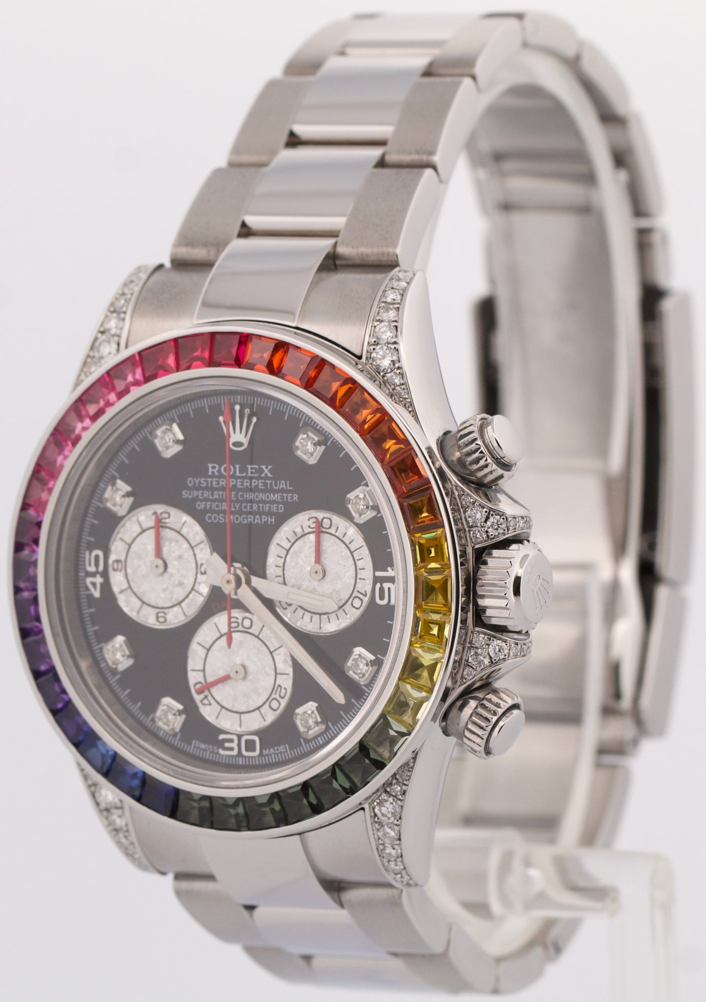 Rolex Daytona Cosmograph BLACK DIAMOND Stainless Steel RAINBOW 40mm Watch 116520