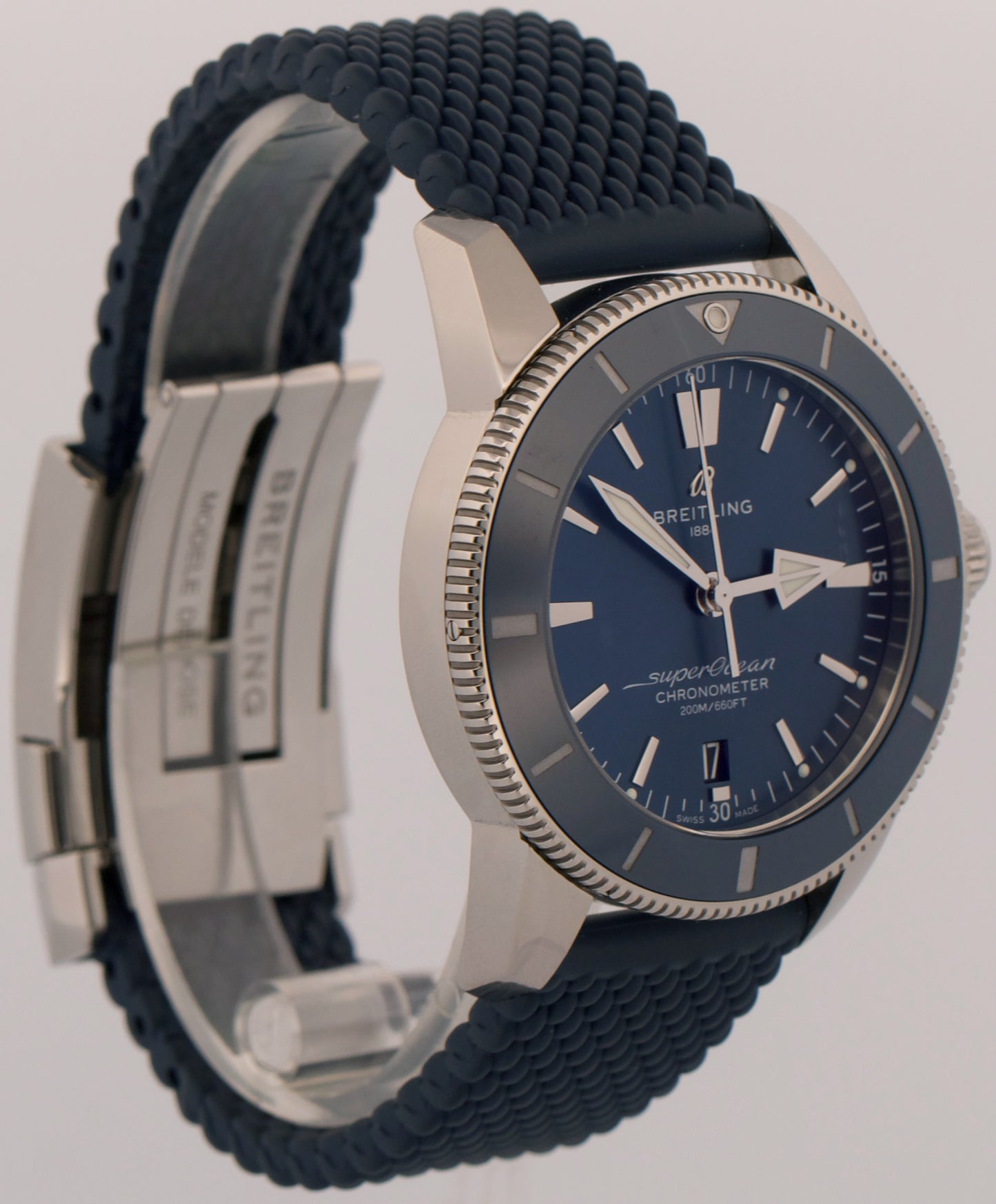2023 Breitling Superocean Heritage AB2030 Steel 44mm Blue Rubber Box Papers