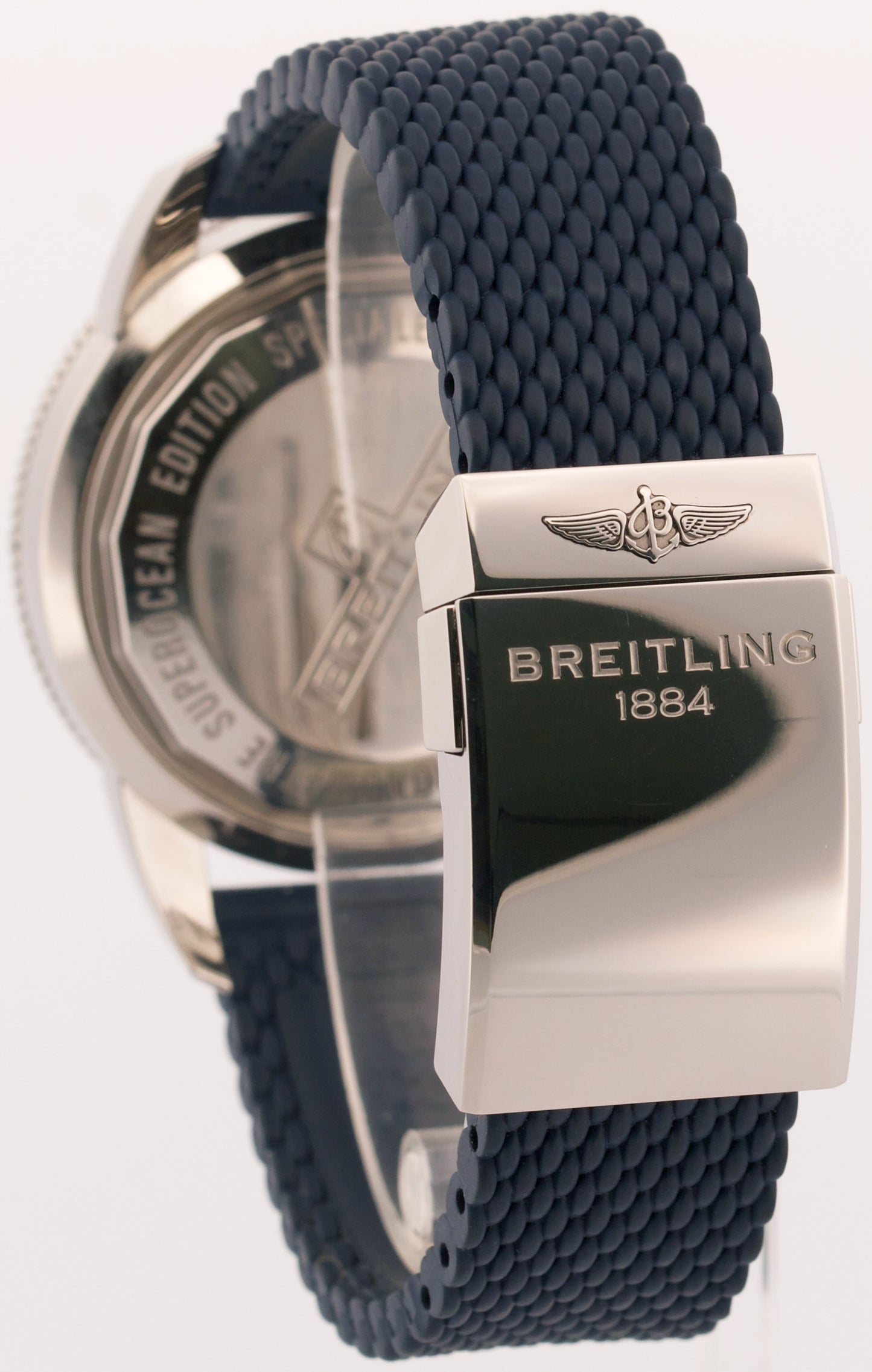 2023 Breitling Superocean Heritage AB2030 Steel 44mm Blue Rubber Box Papers
