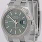 2024 PAPERS Rolex DateJust 41mm MINT GREEN 18K Steel Fluted OYSTER 126334 BOX