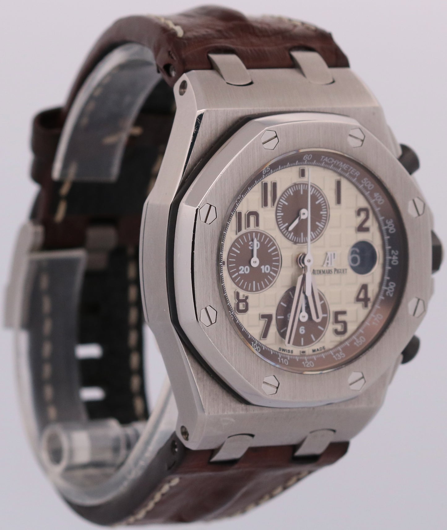 Audemars Piguet Royal Oak Offshore 26470ST Safari Brown Leather Steel 42mm Box
