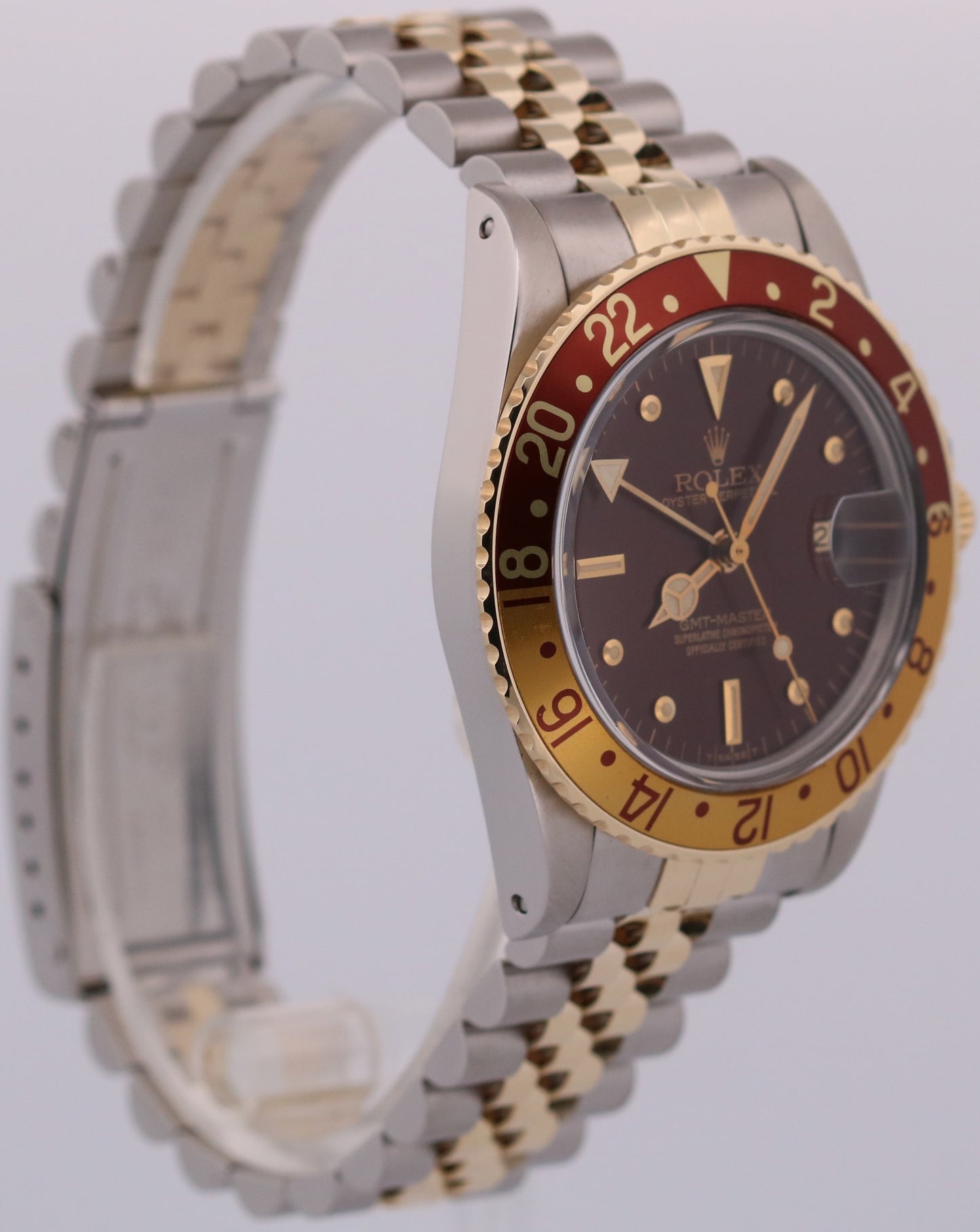 1979 Rolex GMT-Master 16753 Root Beer Brown 18K Yellow Gold Steel Jubilee Watch