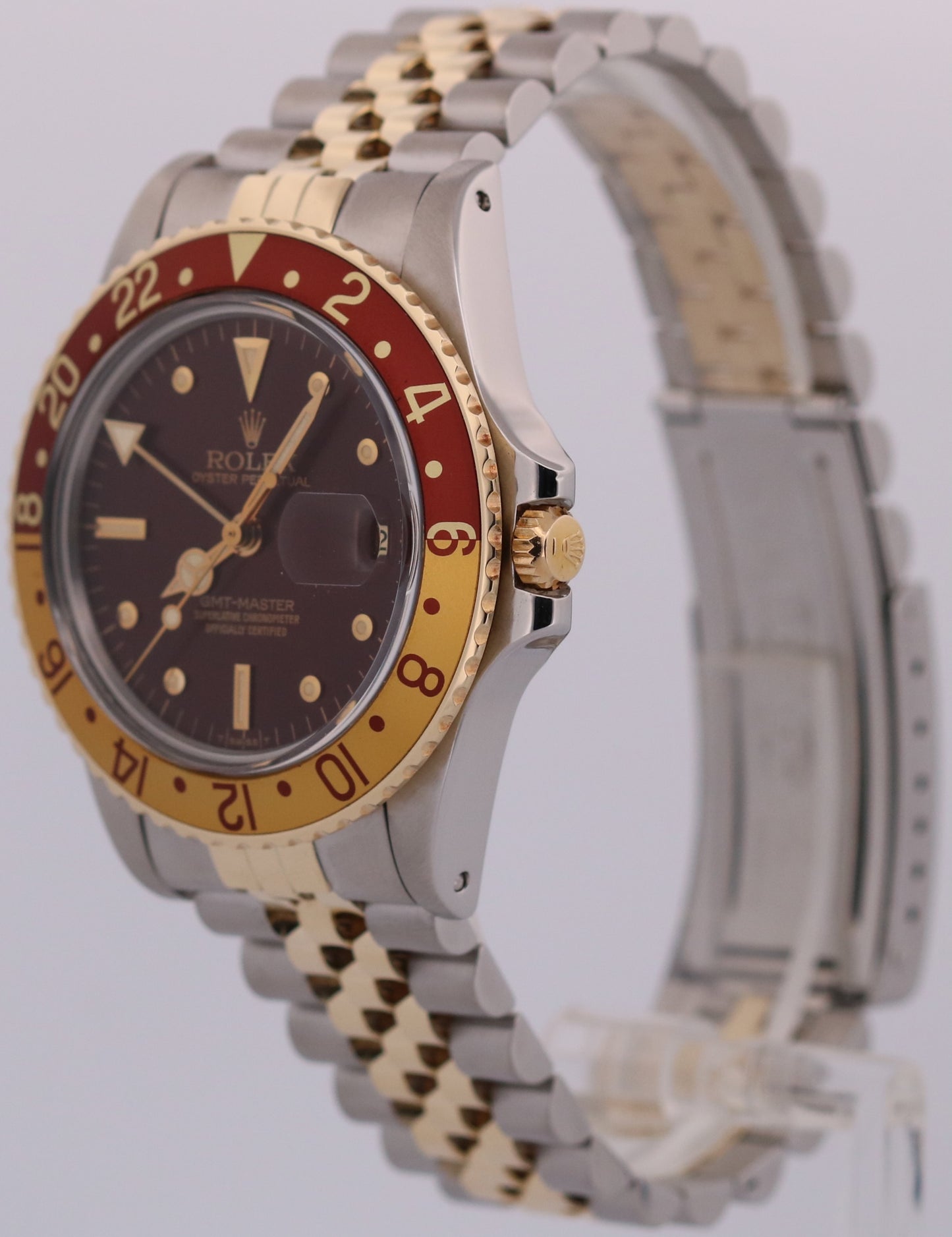 1979 Rolex GMT-Master 16753 Root Beer Brown 18K Yellow Gold Steel Jubilee Watch