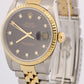 PAPERS Rolex DateJust 36mm FACTORY BLACK DIAMOND 18K Steel JUBILEE 16233 BOX