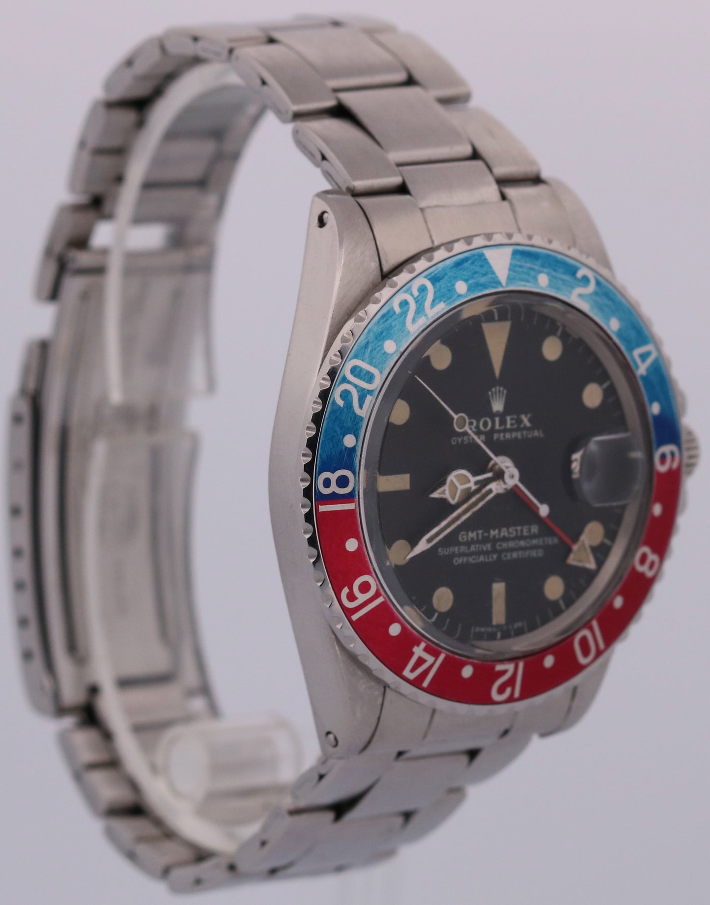 Vintage 1973 Rolex GMT-Master 1675 Pepsi Steel Blue Red Patina MK2 40mm 1675
