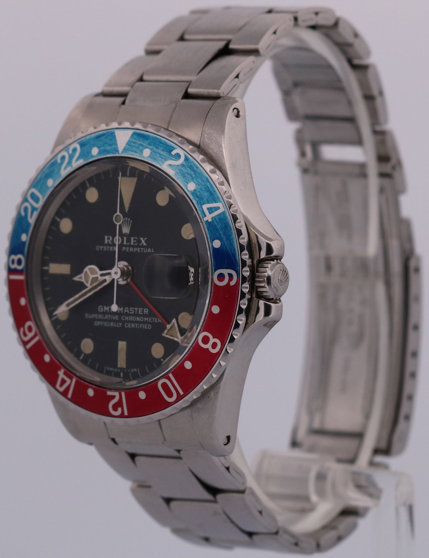 Vintage 1973 Rolex GMT-Master 1675 Pepsi Steel Blue Red Patina MK2 40mm 1675