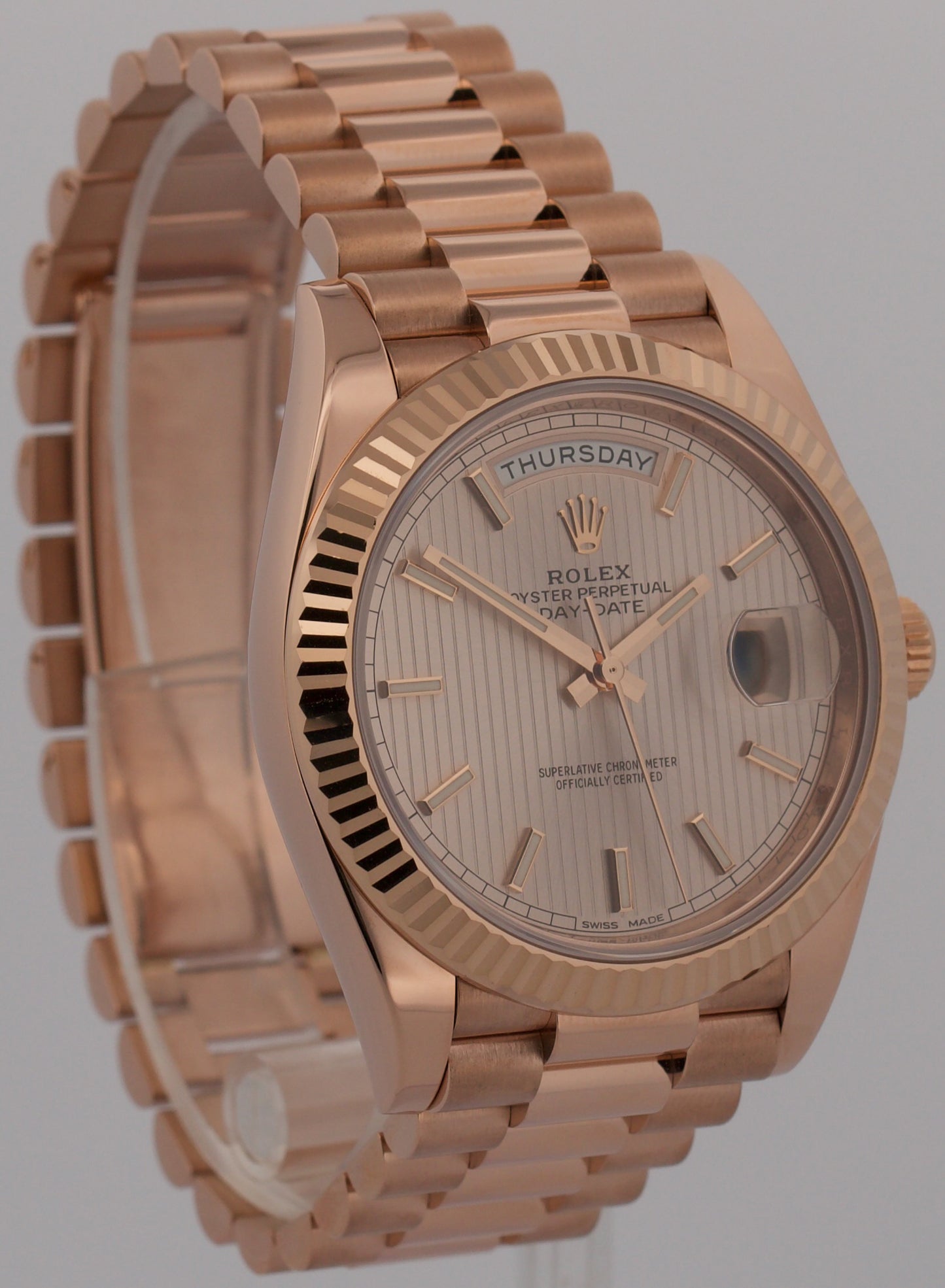 2019 Rolex Day-Date President 228235 Sundust Tapestry 18K Gold 40mm Box Papers