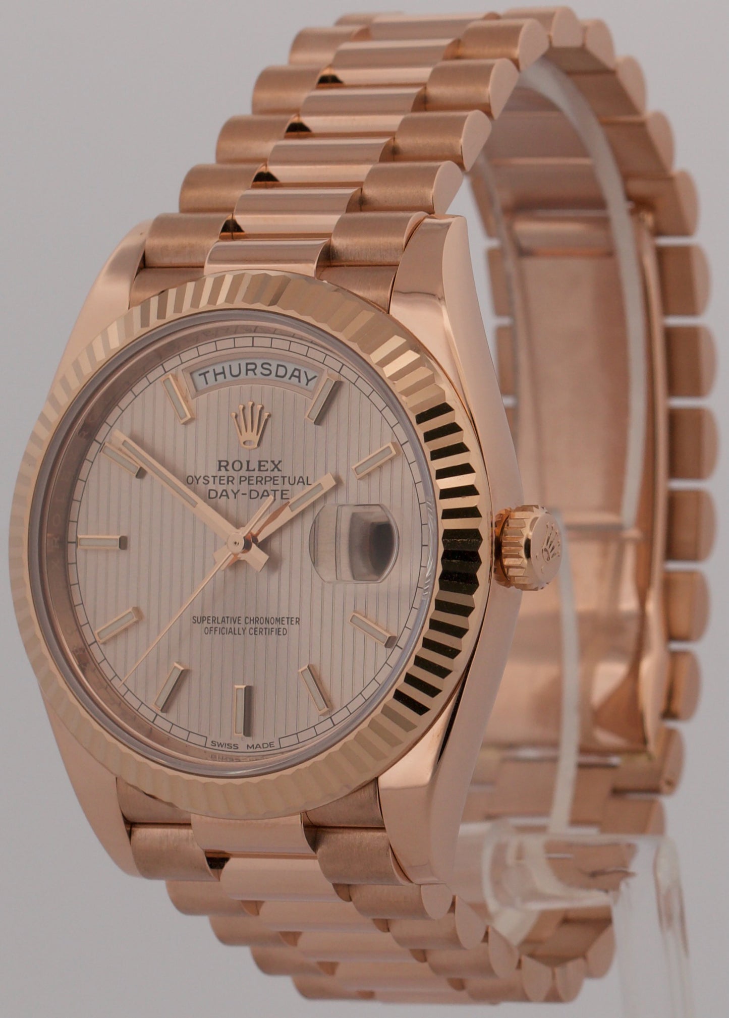 2019 Rolex Day-Date President 228235 Sundust Tapestry 18K Gold 40mm Box Papers