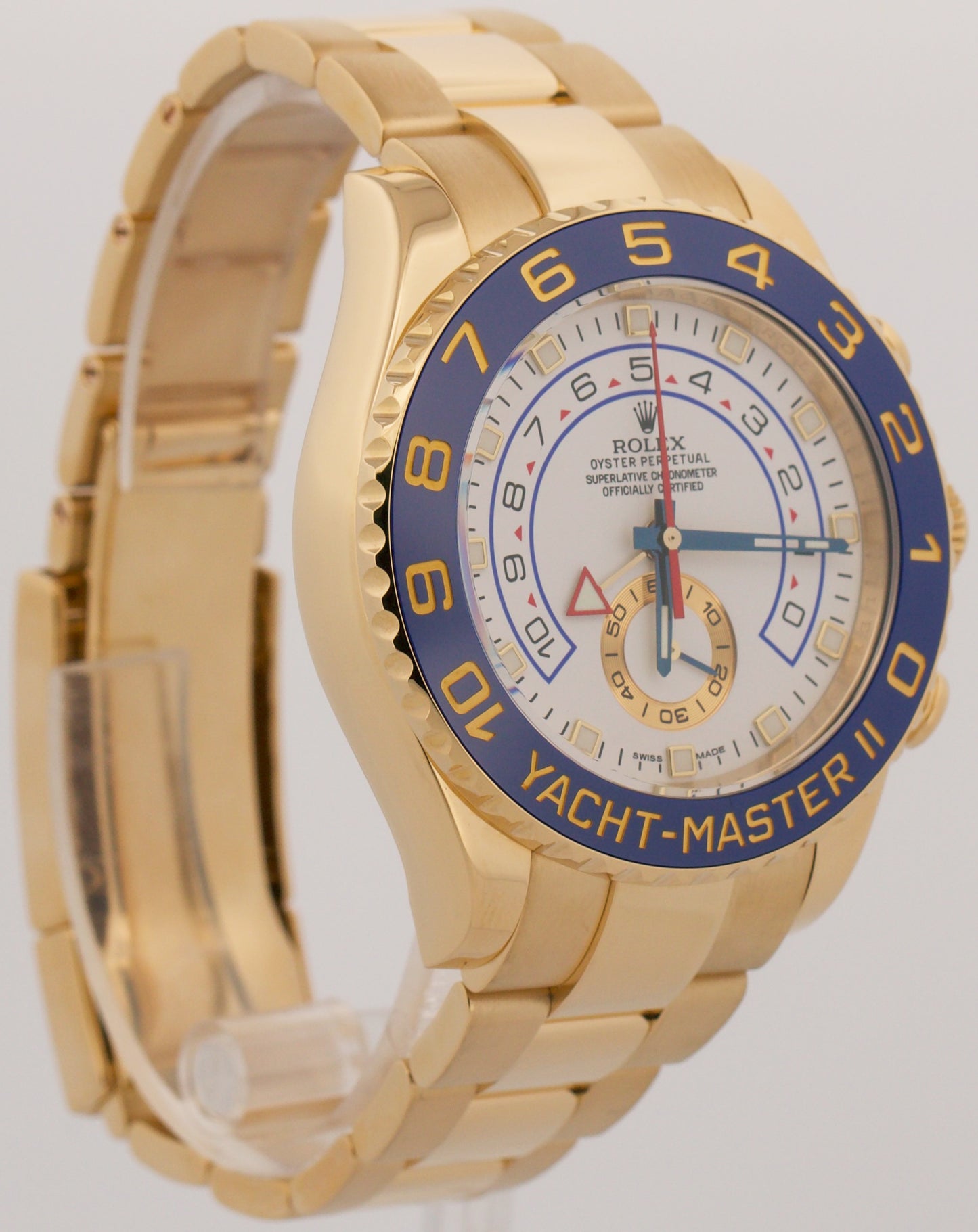 2016 Rolex Yacht-Master II 116688 White Blue 18K Yellow Gold 44mm Box Papers