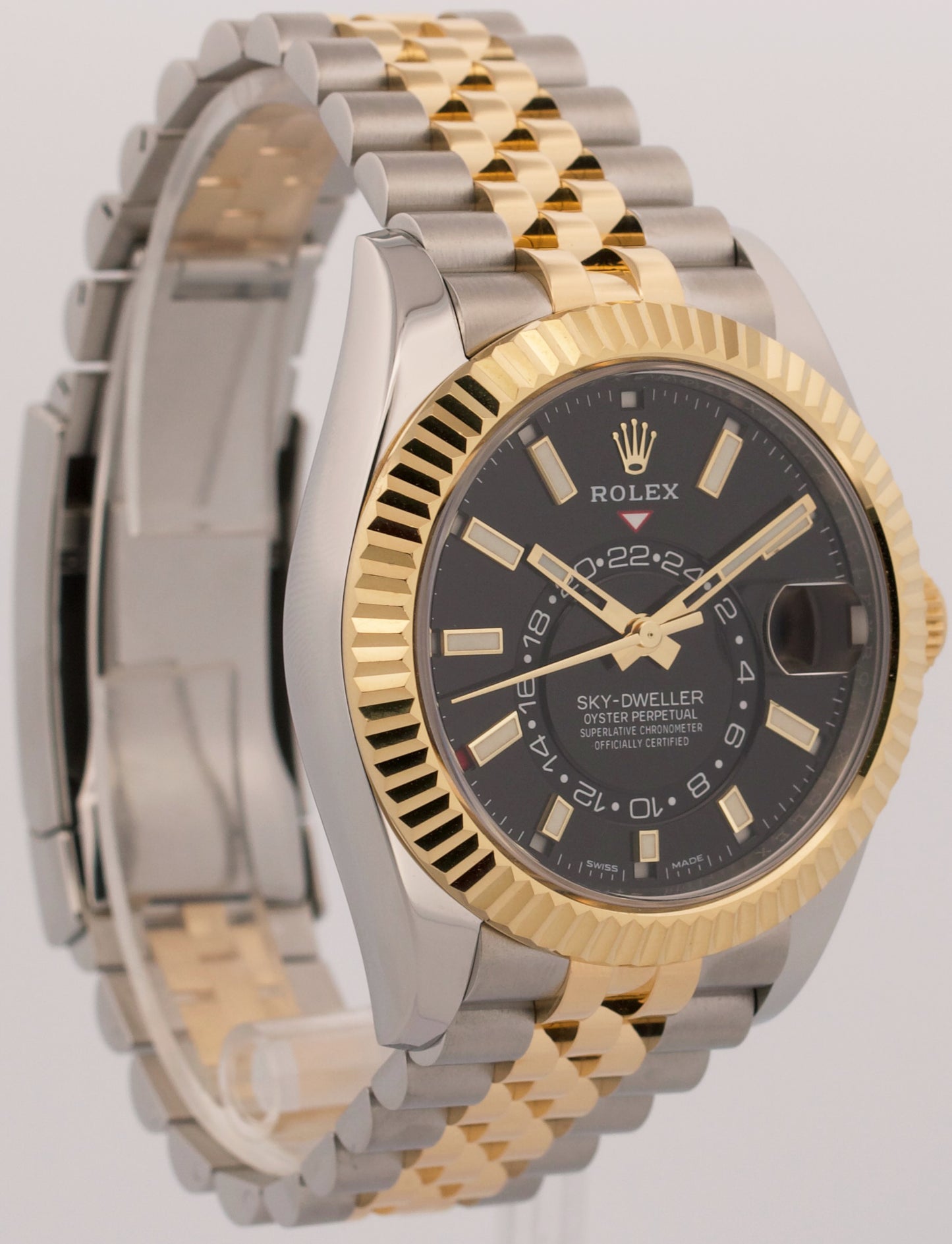 2023 Rolex Sky-Dweller 326933 Black 18K Gold Steel Jubilee 42mm Box Papers