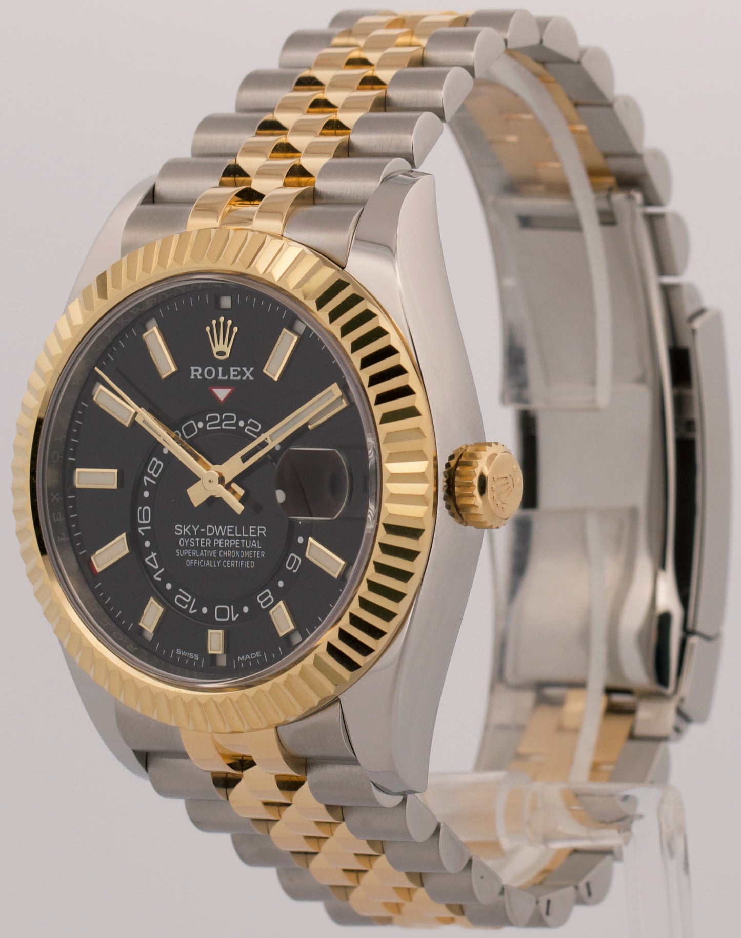 2023 Rolex Sky-Dweller 326933 Black 18K Gold Steel Jubilee 42mm Box Papers