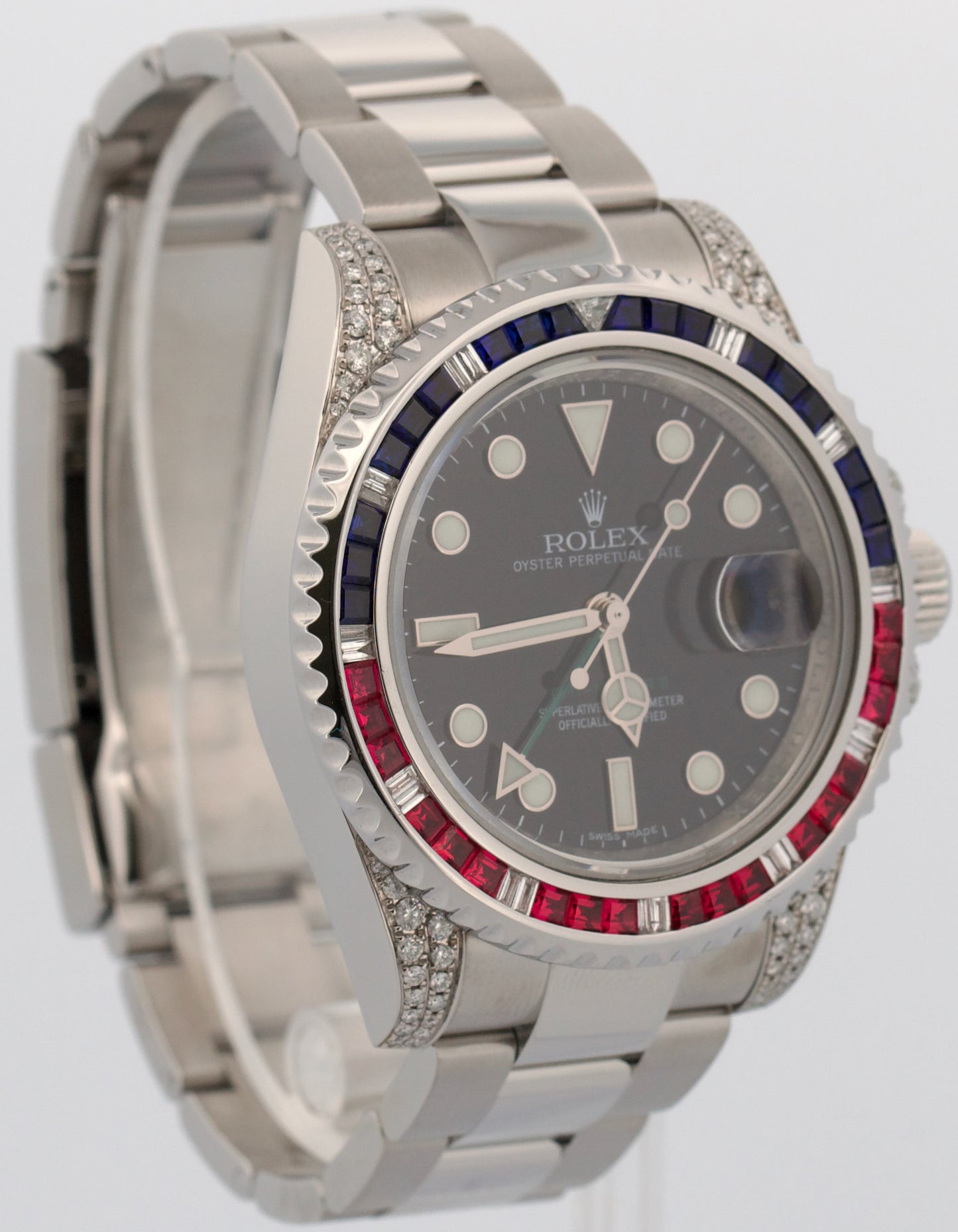 Rolex GMT-Master II Black SAPPHIRE DIAMOND Blue Pink Steel 40mm 116710 Watch