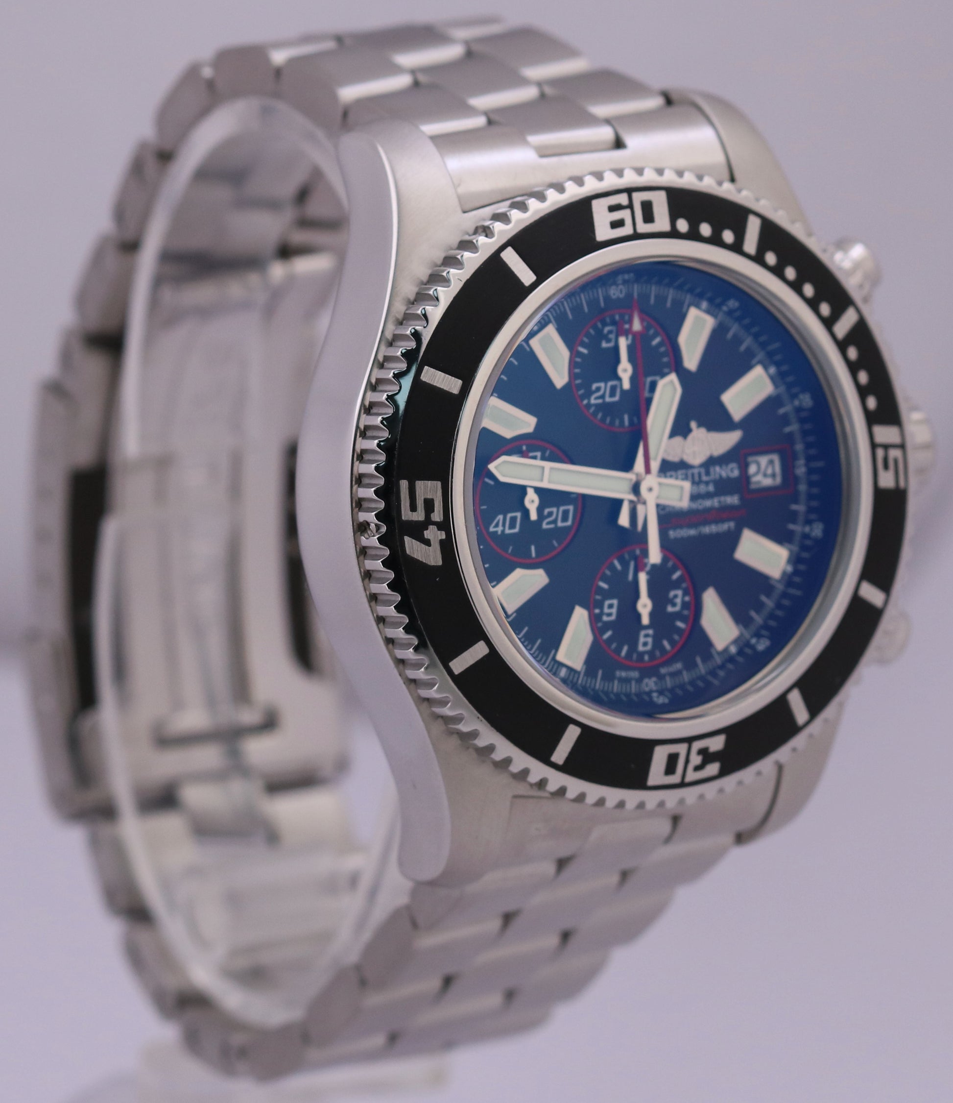 MINT Breitling Superocean Chronograph Diver Black Steel 44mm Watch A13