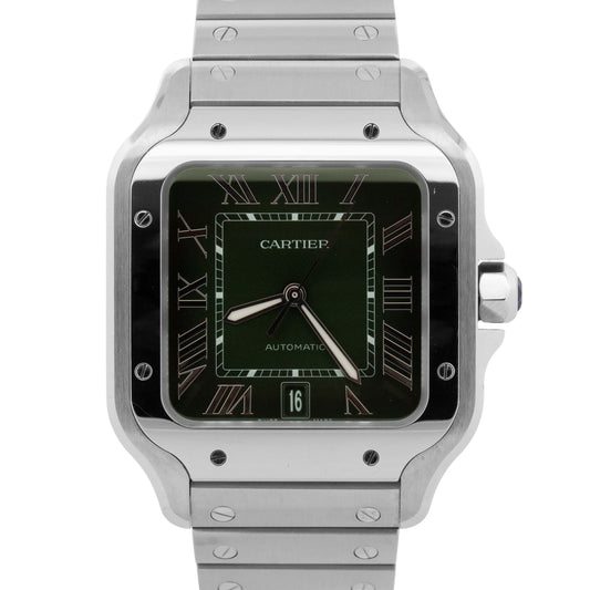 PAPERS Cartier Santos-Dumont GREEN Stainless Steel WSSA0062 4072 39.8mm BOX