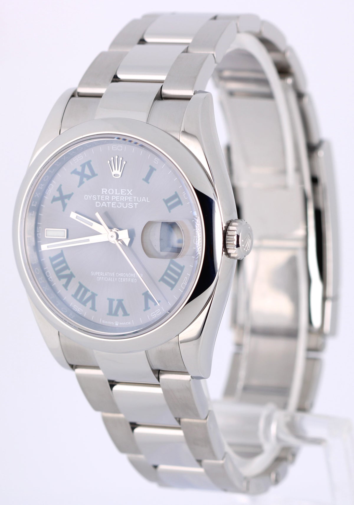 2023 Rolex Datejust 126200 Wimbledon Rhodium Roman Numeral Steel Watch Box Paper