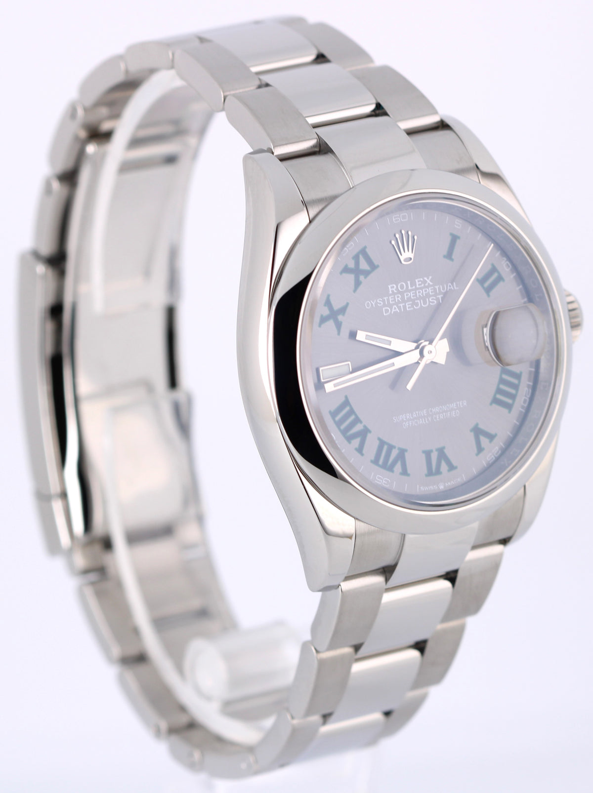 2023 Rolex Datejust 126200 Wimbledon Rhodium Roman Numeral Steel Watch Box Paper