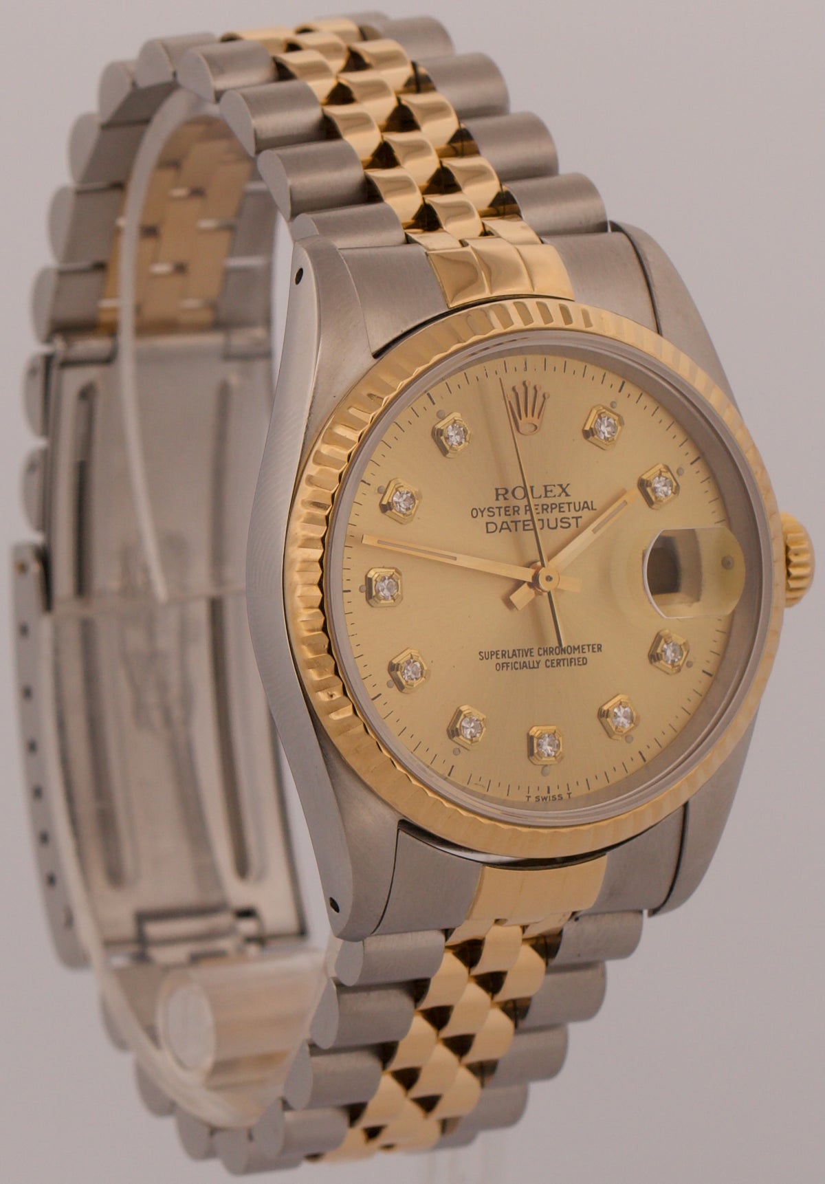 1991 Rolex DateJust 16233 36mm Champagne Diamond Two-Tone 18K Gold Jubilee Watch
