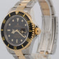 Rolex Submariner Date 16613 Black No-Holes 18K Yellow Gold Two-Tone 40mm Watch