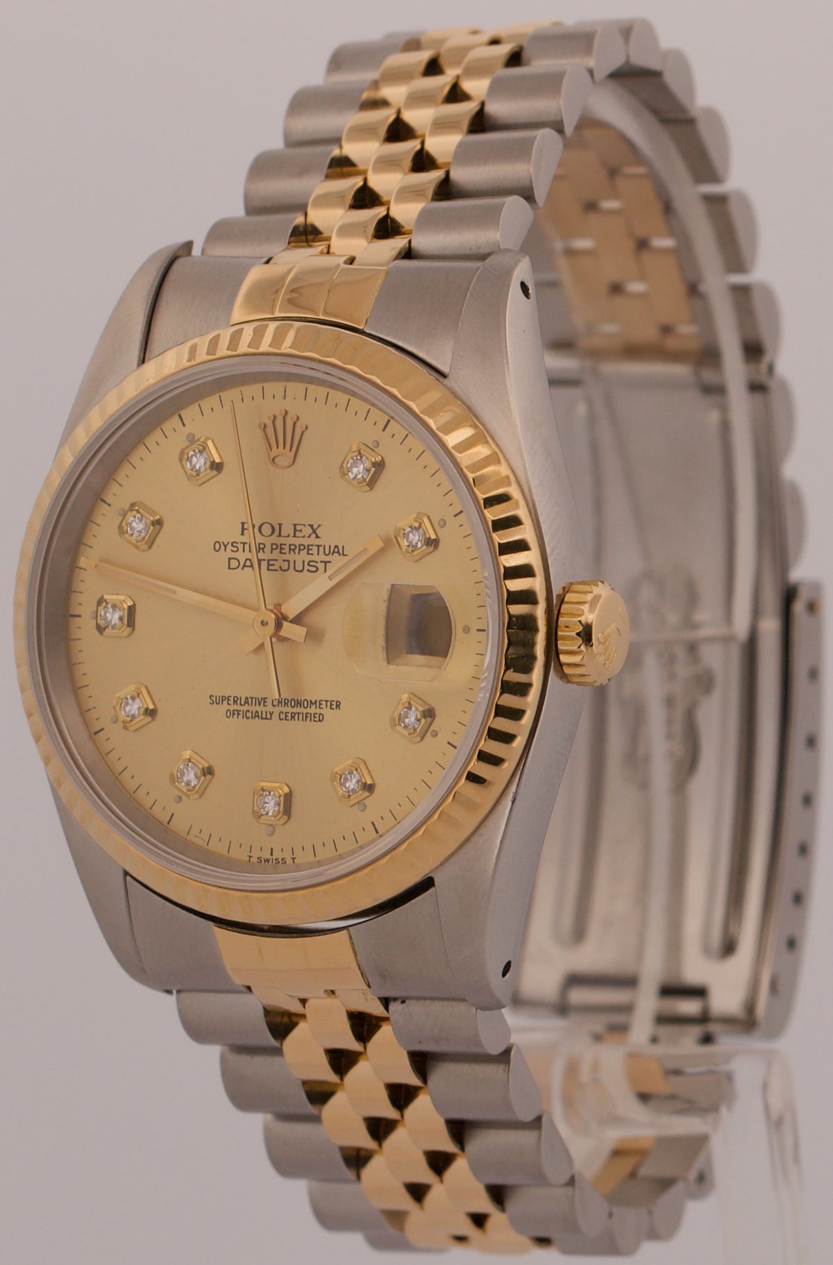 1991 Rolex DateJust 16233 36mm Champagne Diamond Two-Tone 18K Gold Jubilee Watch