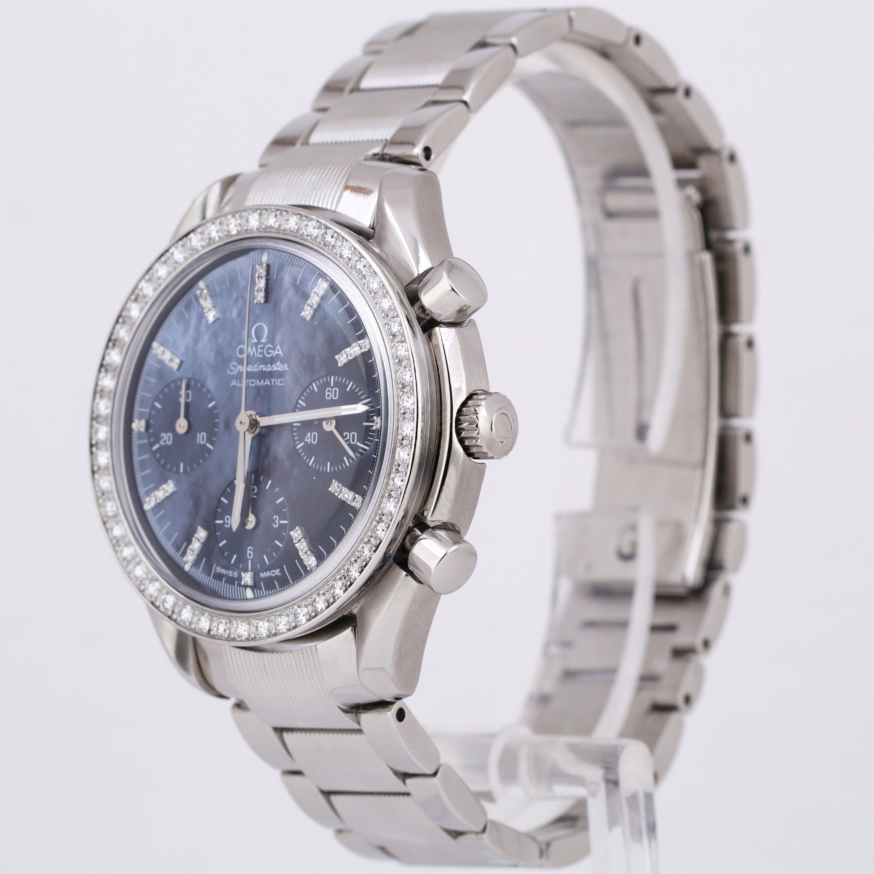 MINT Omega Speedmaster MOTHER OF PEARL DIAMOND 39mm Chronograph