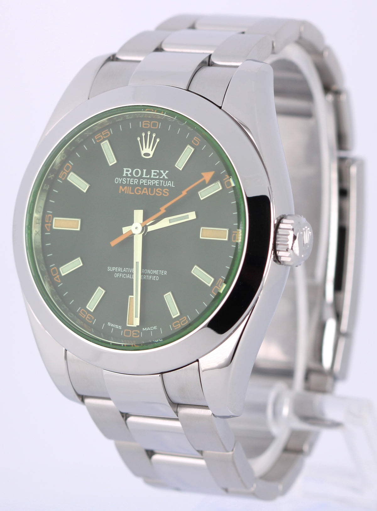 Rolex Milgauss 116400GV Black 40mm Green Crystal Stainless Steel Oyster Watch