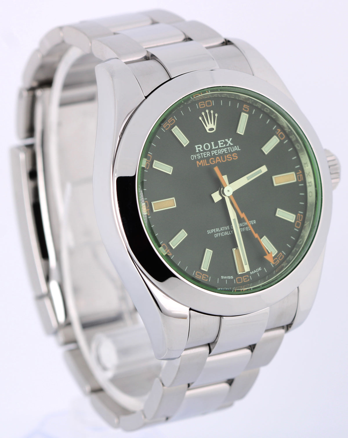 Rolex Milgauss 116400GV Black 40mm Green Crystal Stainless Steel Oyster Watch