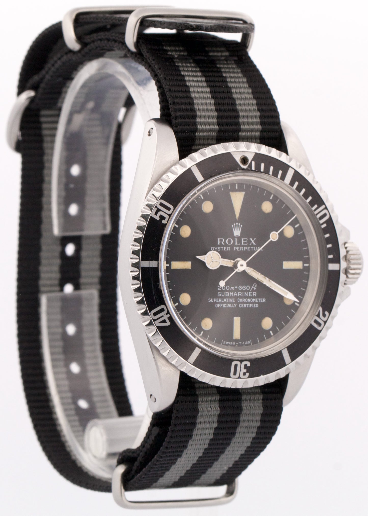 VINTAGE Rolex Submariner Black METERS FIRST Patina Stainless NEAT FONT 40mm 5512