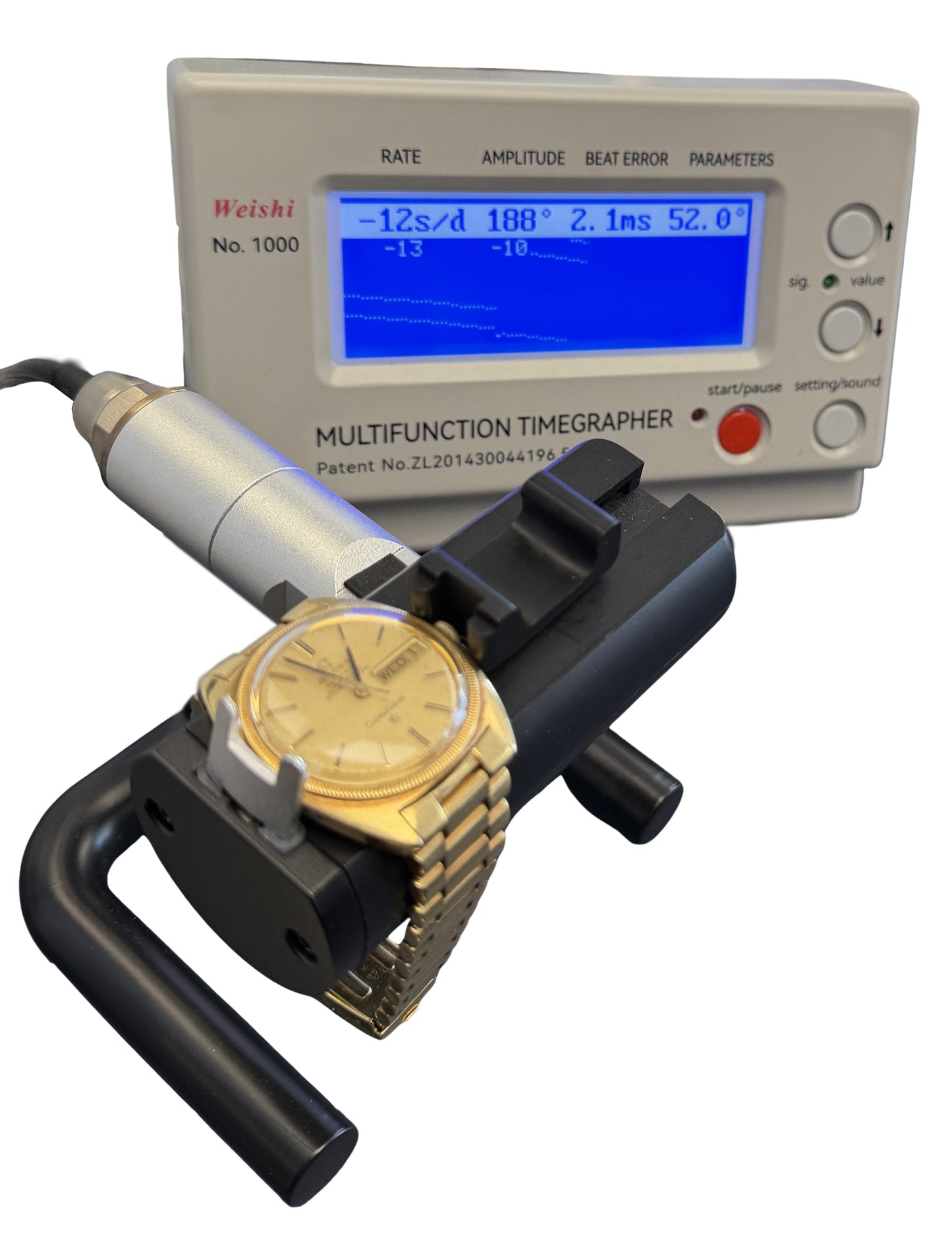 VINTAGE Omega Constellation Day-Date 18k Gold Champagne Linen 35mm 168.029 Watch