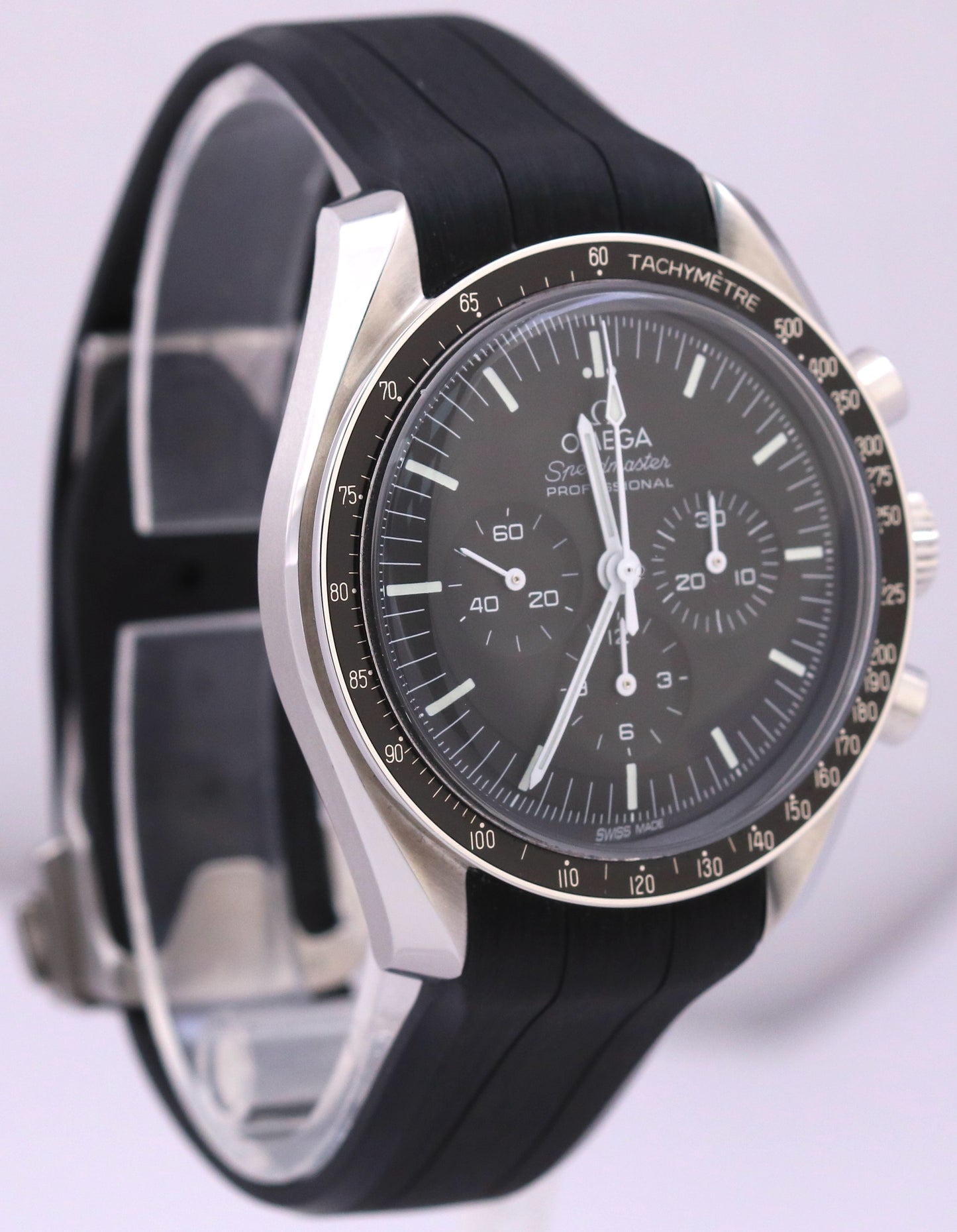 NEW 2024 PAPERS Omega Speedmaster BLACK Rubber 42mm 310.32.42.50.01.001 BOX