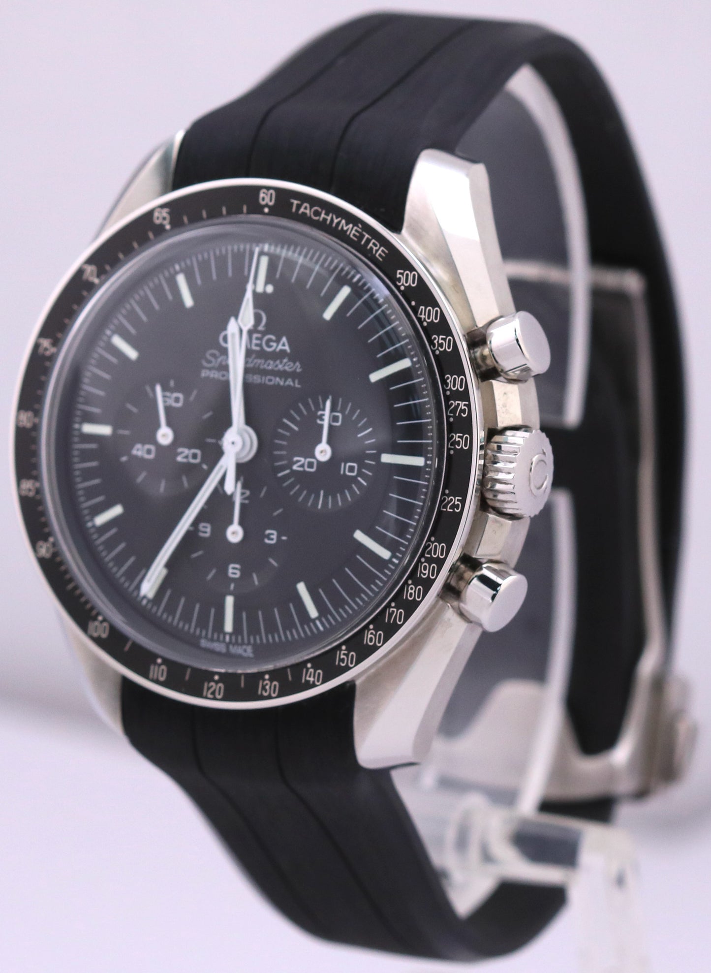 NEW 2024 PAPERS Omega Speedmaster BLACK Rubber 42mm 310.32.42.50.01.001 BOX