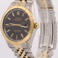 1986 Rolex DateJust 36mm BLACK Turn-O-Graph JUBILEE Steel 18K Yellow Gold 16253