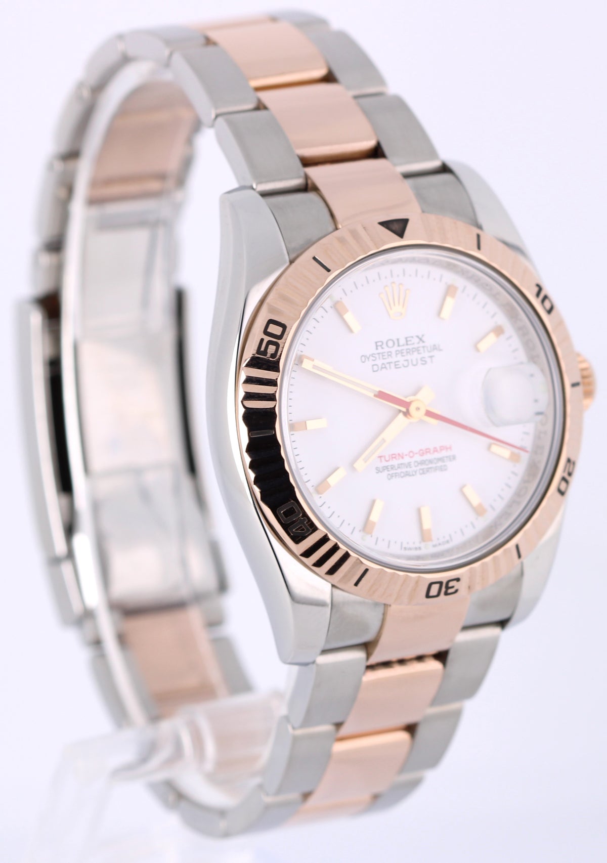 2011 Rolex Datejust Turn-O-Graph Thunderbird 116261 TwoTone White 36mm Box Paper