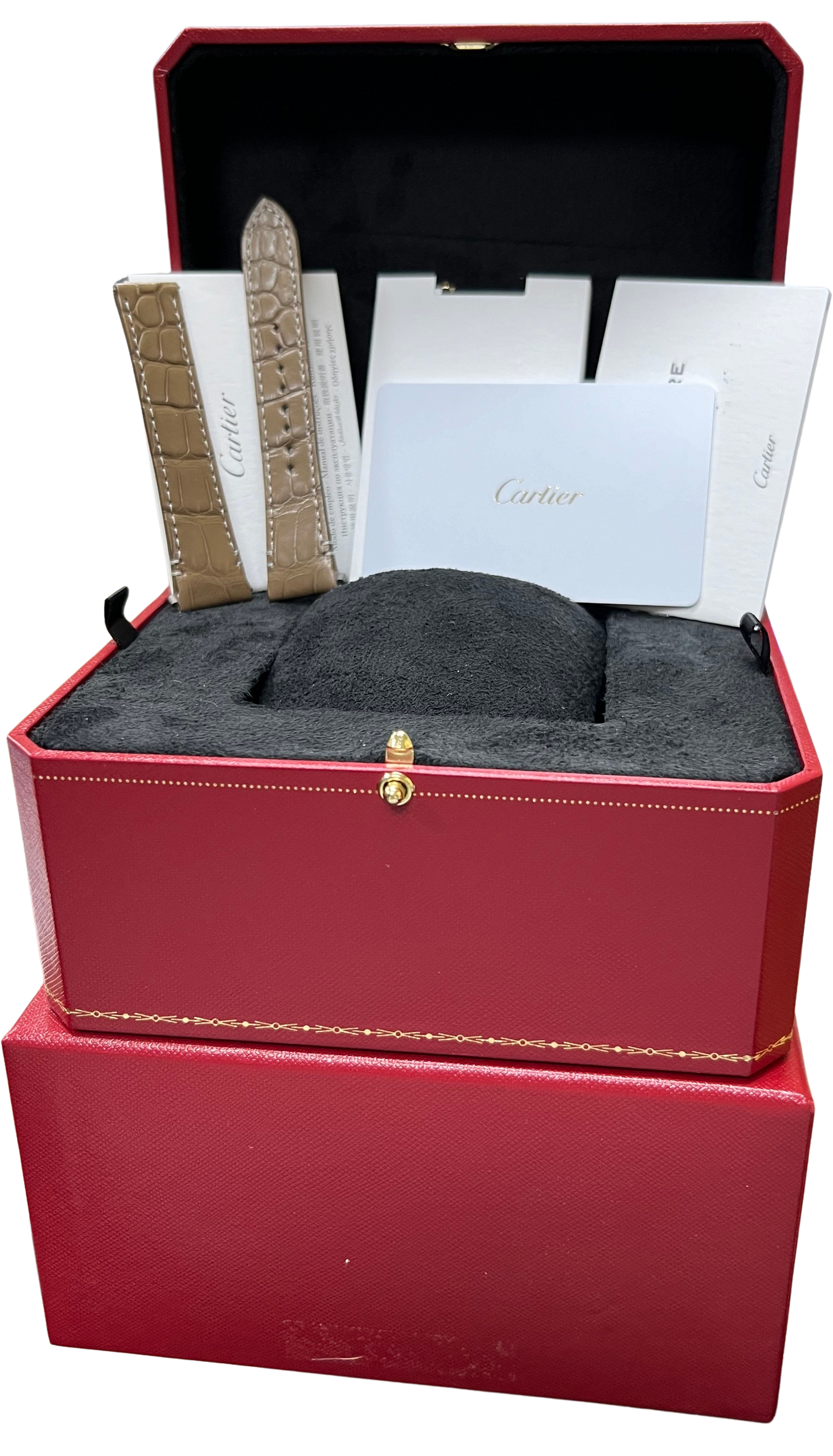 NEW 2024 PAPERS Cartier Santos Mid-Size 35mm Brown Steel WSSA0065 4075 BOX