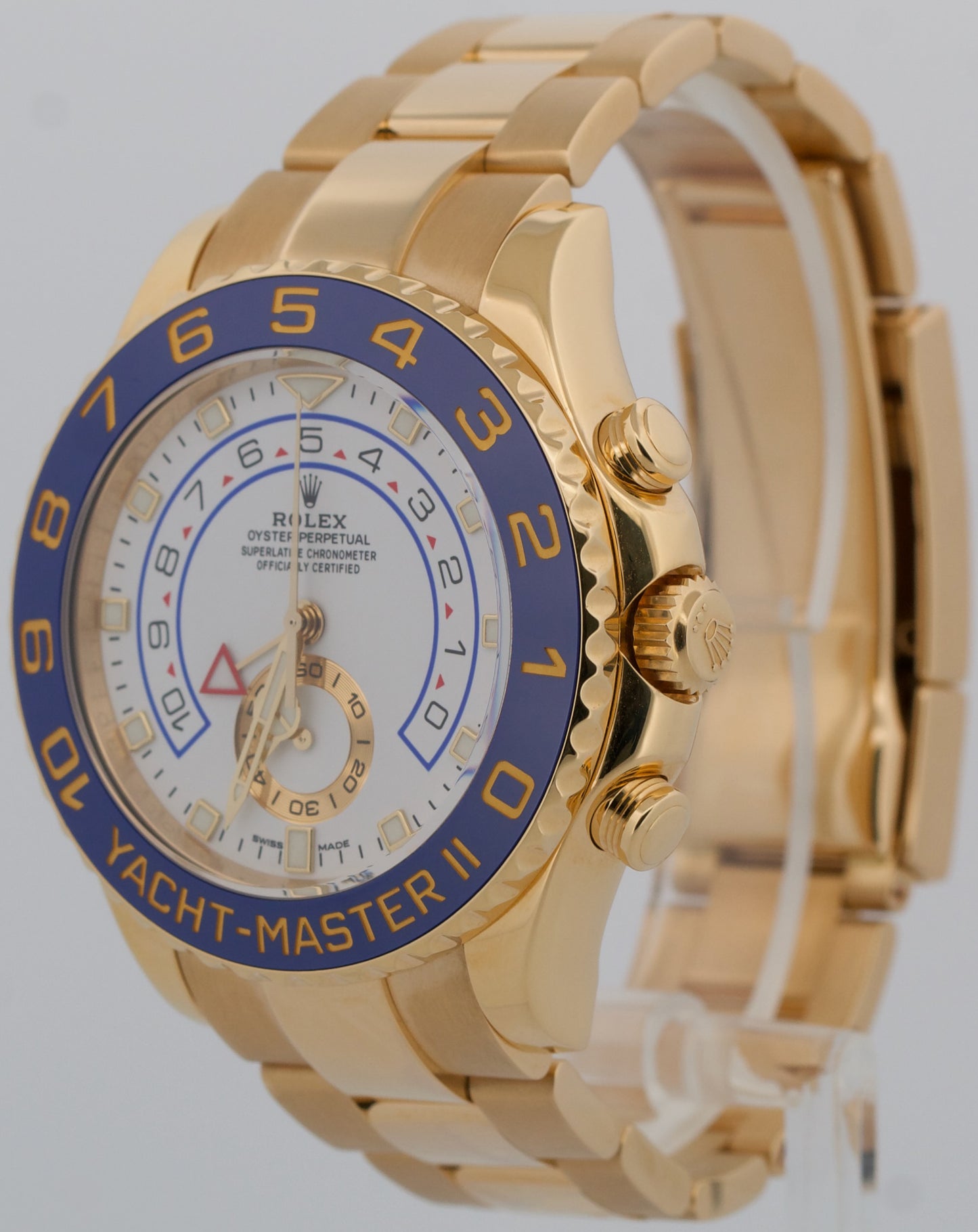 2025 CPO Rolex Yacht-Master II 116688 White Blue 18K Yellow Gold 44mm Box Papers