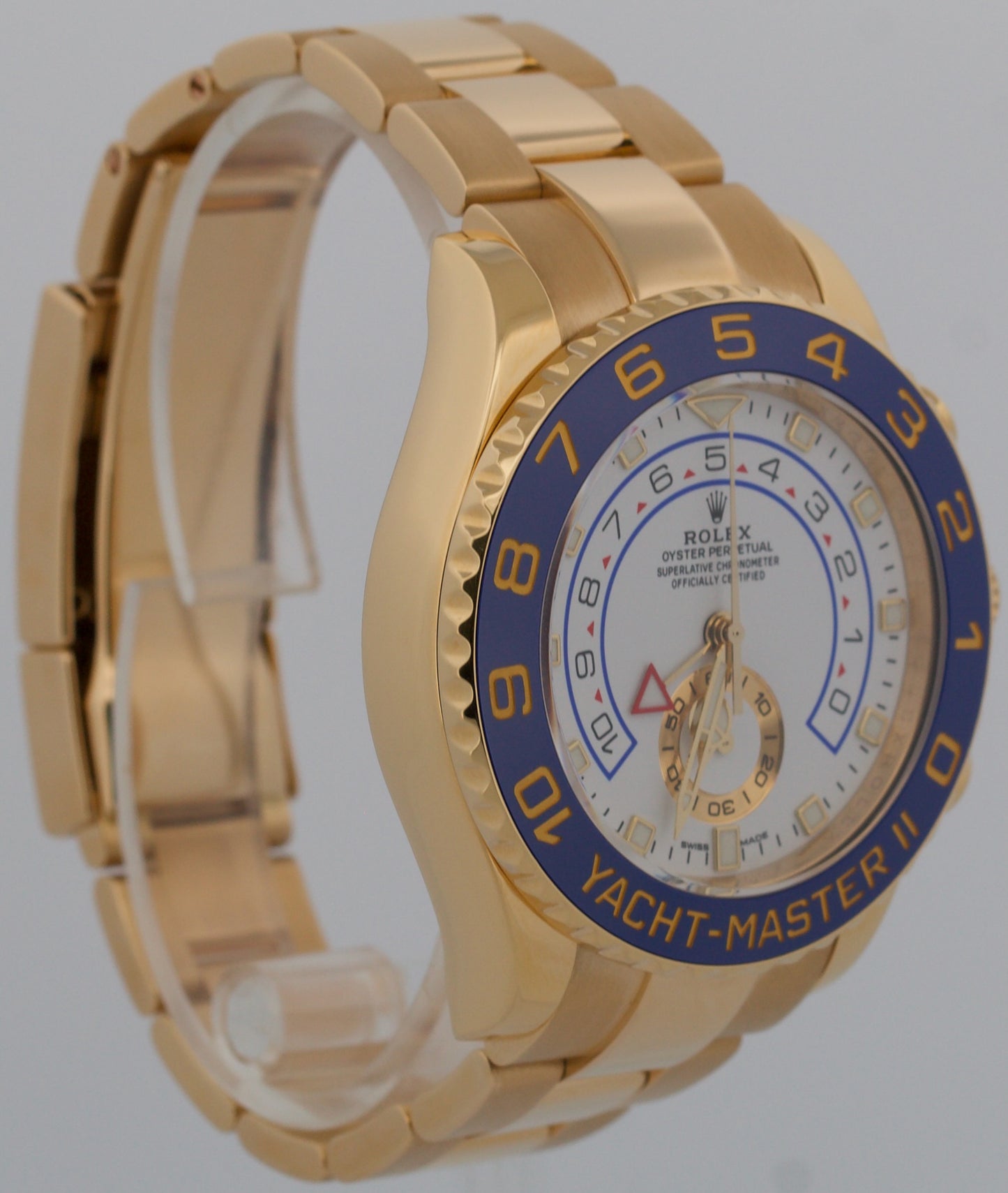 2025 CPO Rolex Yacht-Master II 116688 White Blue 18K Yellow Gold 44mm Box Papers