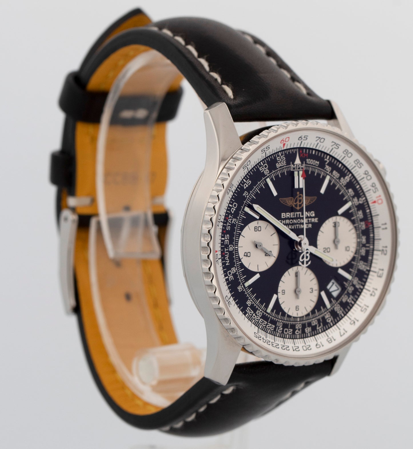 PAPERS Breitling Navitimer Chronograph 42mm Black Steel Watch A23322 BOX