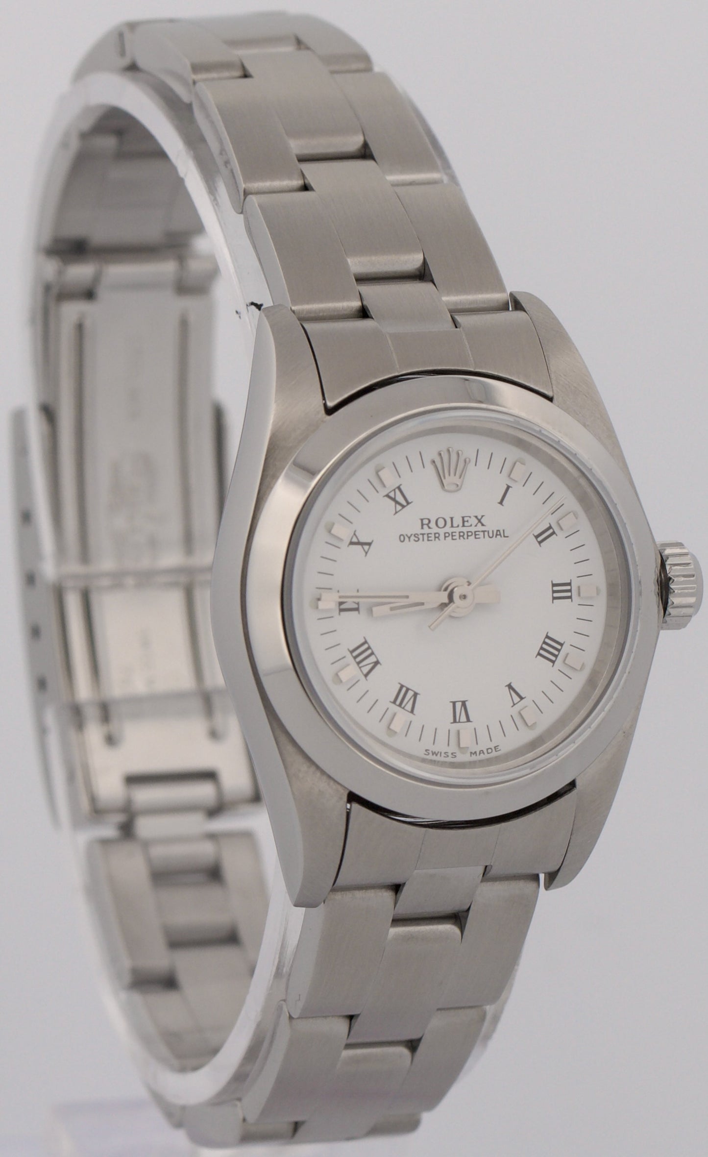 1999 Rolex Oyster Perpetual 24mm WHITE ROMAN Stainless Steel Oyster Smooth 76080